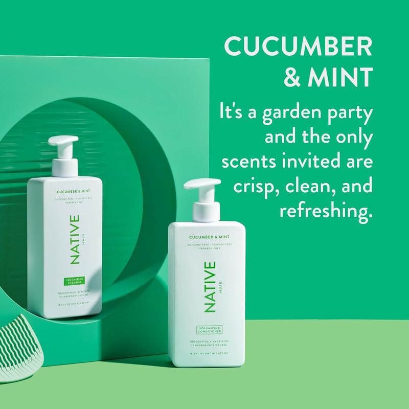 Native Shampoo and Conditioner Set | Sulfate Free, Paraben Free, Dye Free, with Naturally Derived Clean Ingredients| 16.5 oz (Coconut & Vanilla, Moisturizing), 2, 1.3 ounces