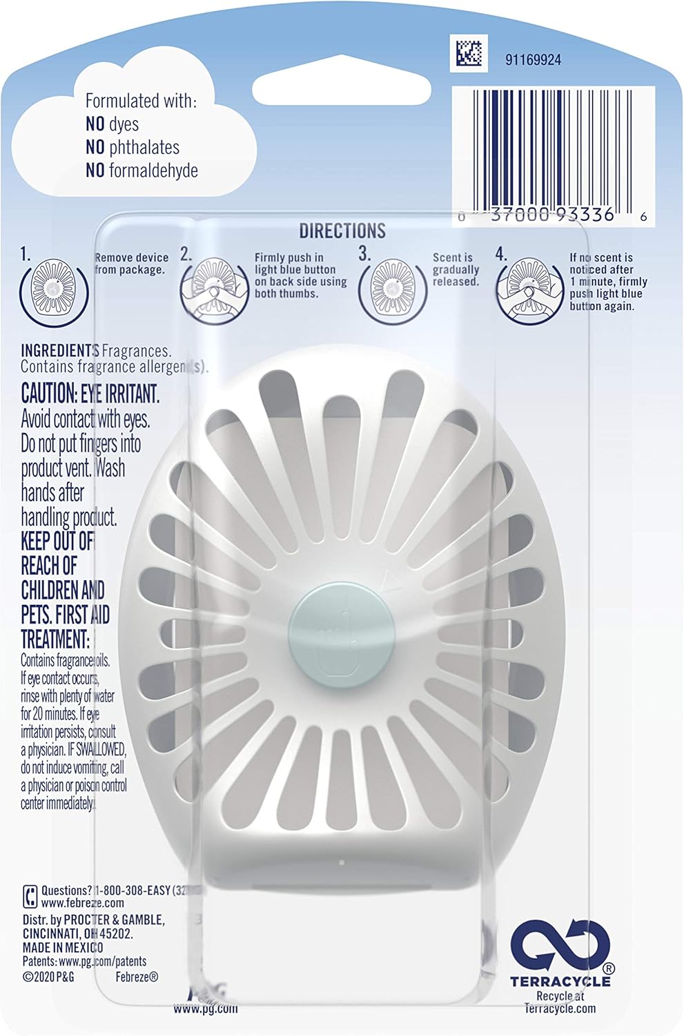 Febreze Small Spaces Air Freshener Linen & Sky, .25 fl. oz., Pack of 4