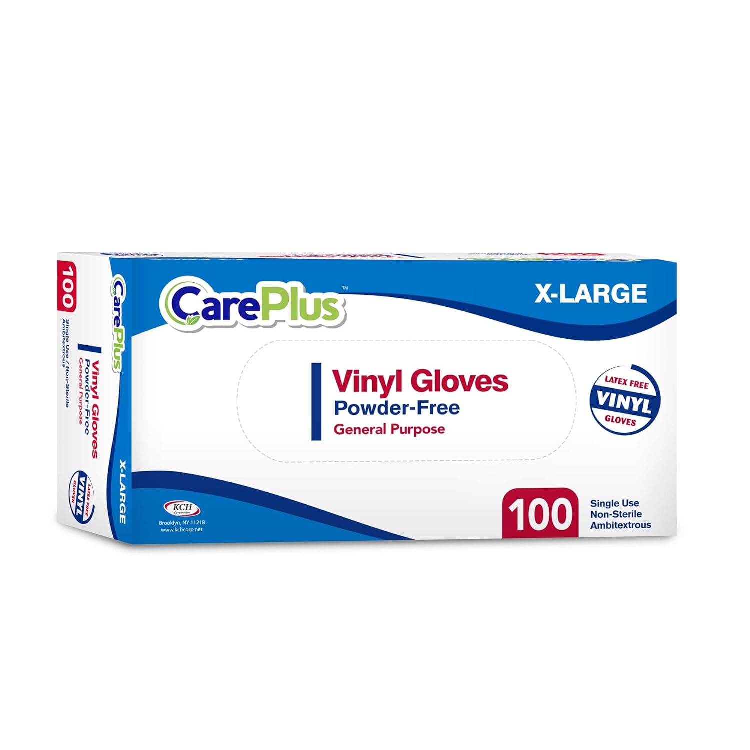 Care Plus Medium Size Disposable Vinyl Gloves Heavy Duty Non Sterile Powder Free Latex Free Rubber 100 Count Box food Safe