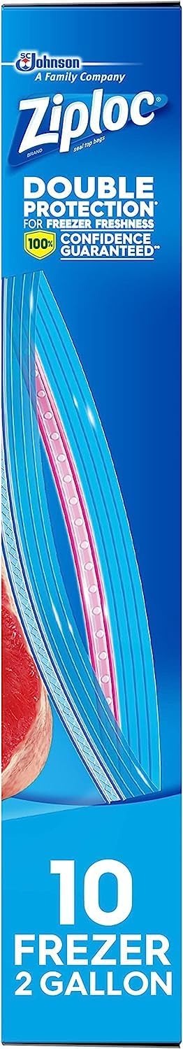 Ziploc 2 Gallon Food Storage Freezer Bags, Grip 'n Seal Technology for Easier Grip, Open, and Close, 30 Bags Total