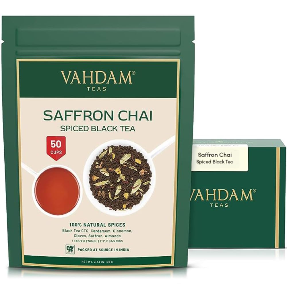 VAHDAM, Organic Turmeric Ginger Herbal Tea Bags (100 Pyramid Tea Bags) Caffeine Free, Non GMO, Gluten Free | 100% Pure Herbal Blend - Savory & Spicy | Plant-Based Tea Bags | Resealable Ziplock Pouch