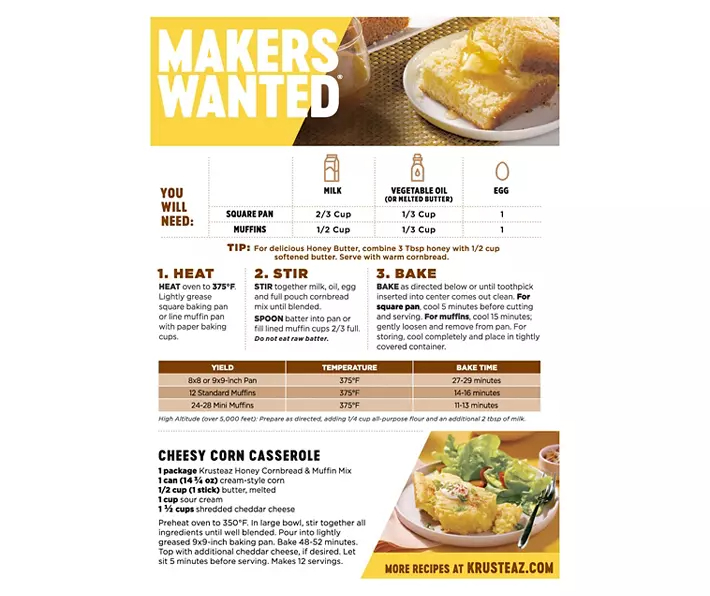 Krusteaz Honey Cornbread & Muffin Mix, 15 Oz