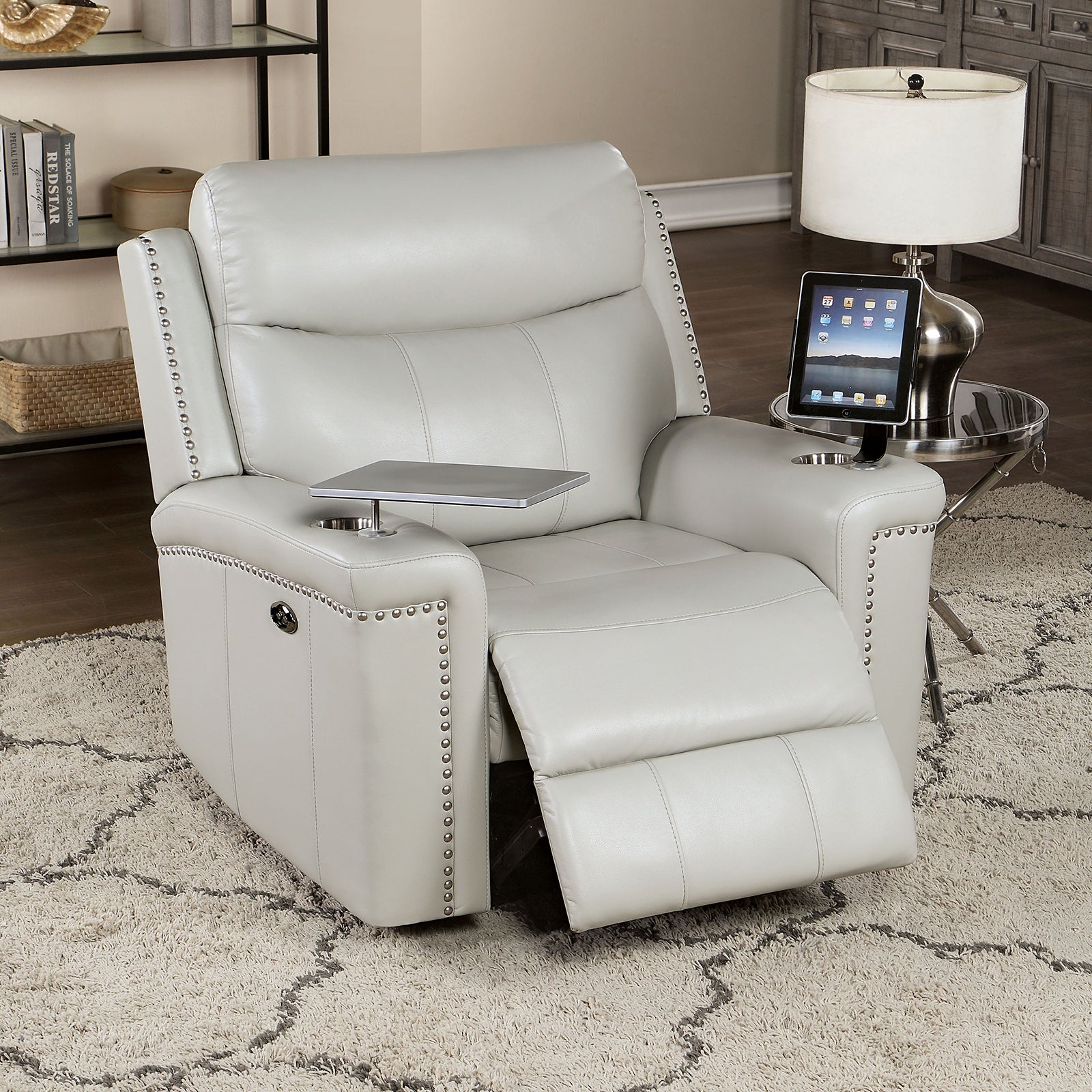 FLORINE Power Glider Recliner, Light Gray