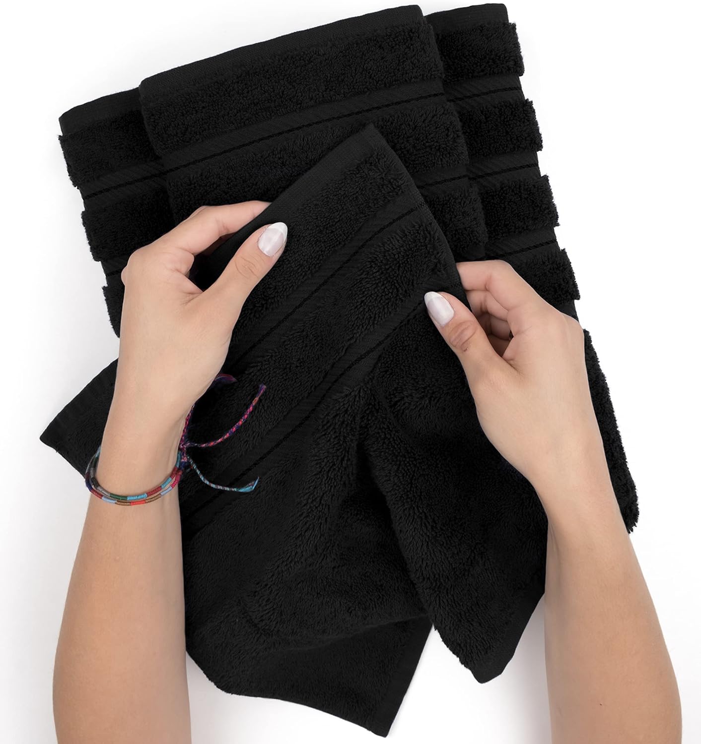 American Soft Linen Luxury 6 Piece Towel Set, 2 Bath Towels 2 Hand Towels 2 Washcloths, 100% Cotton Turkish Towels for Bathroom, Light Grey Towel Sets