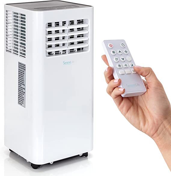 SLPAC805W.5 Portable Air Conditioner-Compact Home A/C Cooling Unit with Built-in Dehumidifier & Fan Modes, Includes Window Mount Kit, 8,000 BTU with WiFi + Drain Hose, White