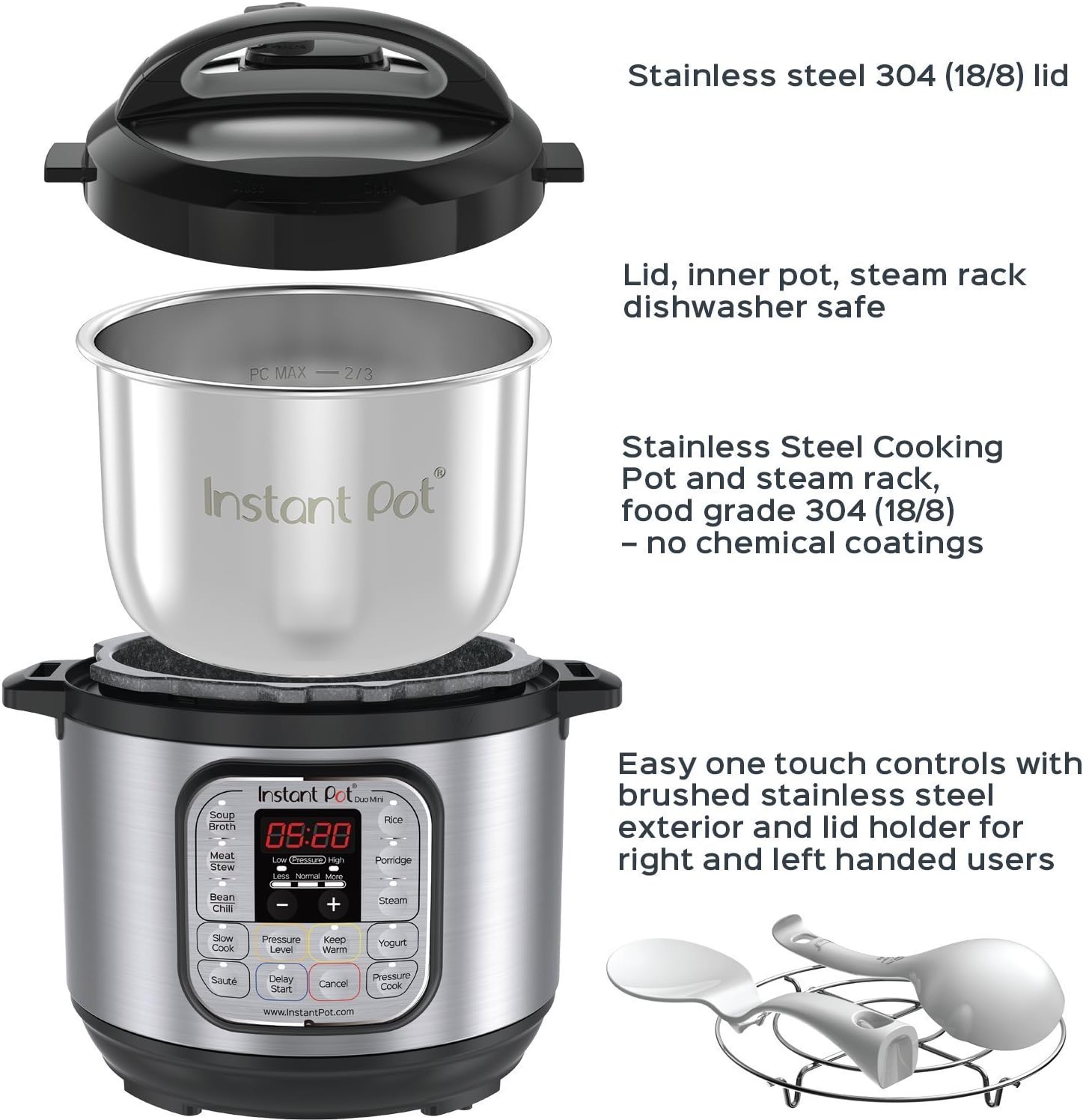 Instant Pot Duo 7-in-1 Electric Pressure Cooker, Slow Cooker, Rice Cooker, Steamer, Sauté, Yogurt Maker, Warmer & Sterilizer, Includes App With Over 800 Recipes, Stainless Steel, 6 Quart