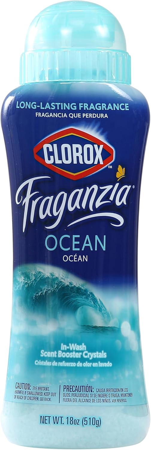 Clorox Fraganzia In-Wash Scent Booster Crystals in Ocean Scent, 18 Oz Twin Pack | Laundry Scent Booster Crystals | In-wash Scent Booster for Fresh Laundry in Ocean Scent 18 Ounce Twin Pack, 36oz