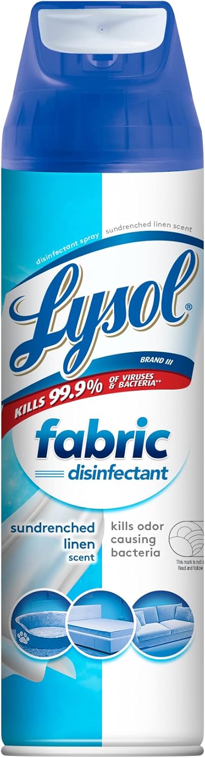 Lysol Fabric Disinfectant Spray, Sanitizing and Antibacterial Spray, For Disinfecting and Deodorizing Soft Furnishings, Lavender Fields 15 Fl. Oz (Pack of 3)
