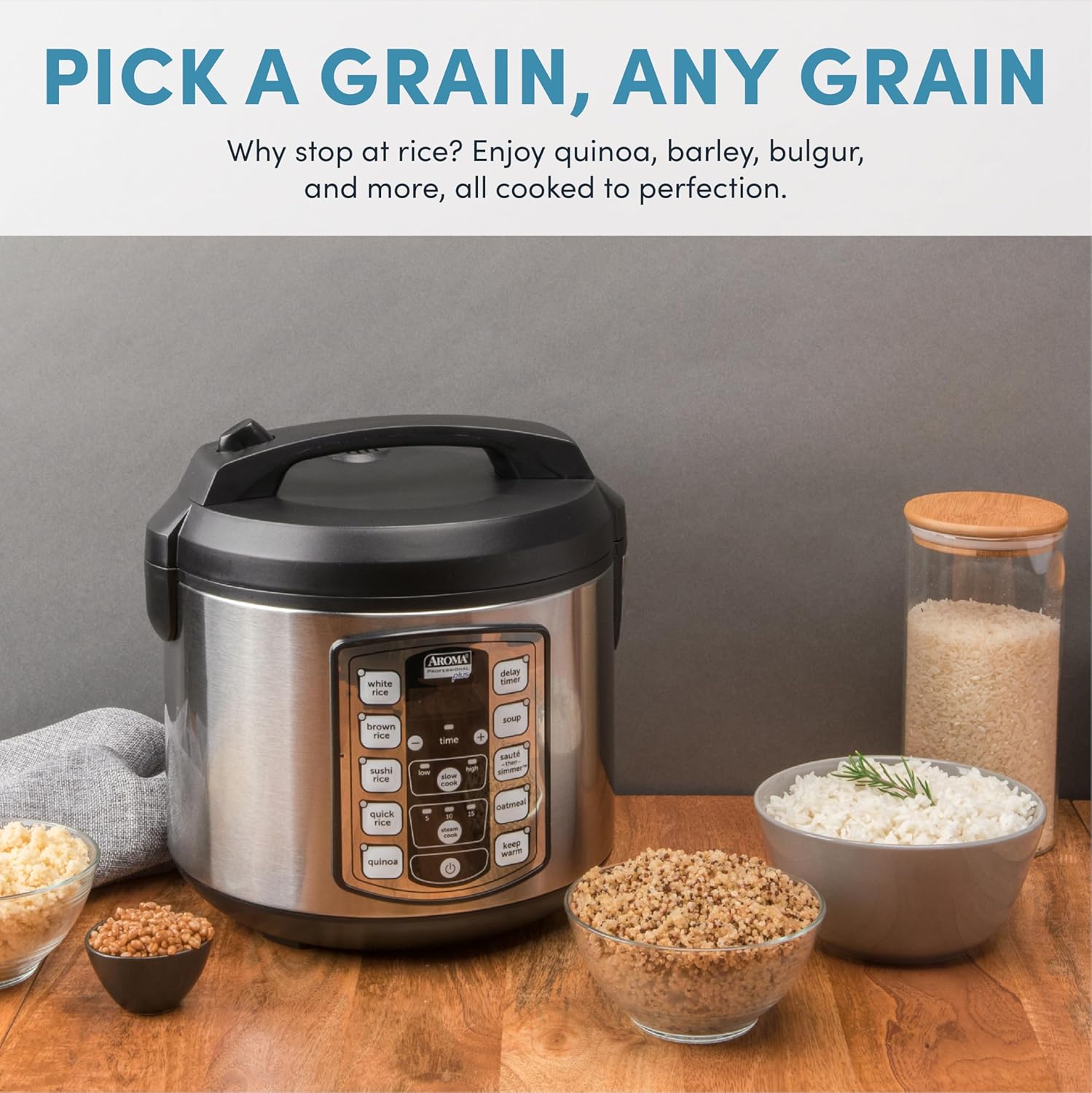 Aroma Housewares 20 Cup Cooked (10 cup uncooked) Digital Rice Cooker, Slow Cooker, Food Steamer, SS Exterior (ARC-150SB),Black