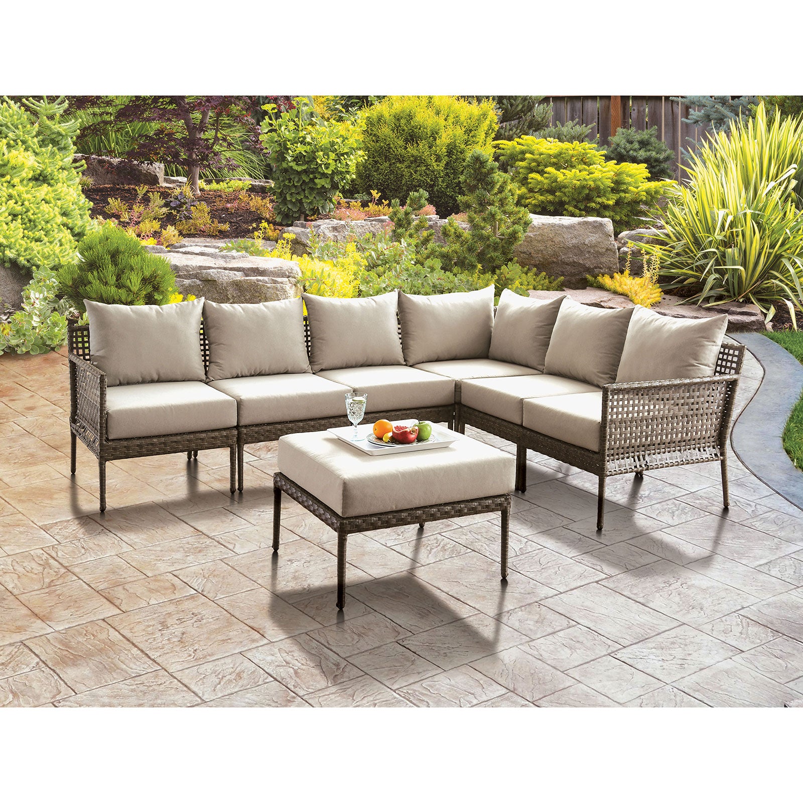ALEISHA Patio Sectional w/ Ottoman