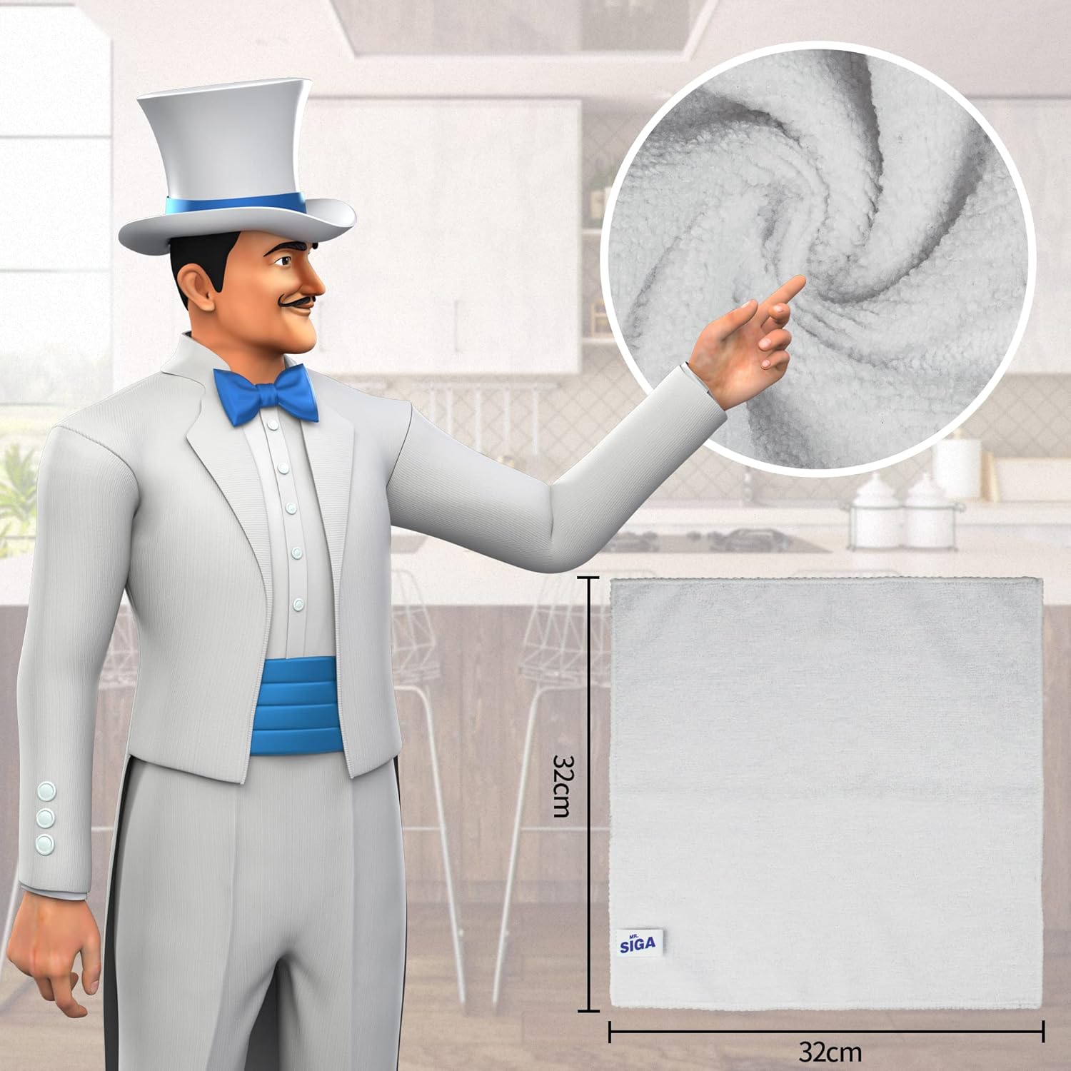 MR.SIGA Microfiber Cleaning Cloth,Pack of 12,Size:12.6