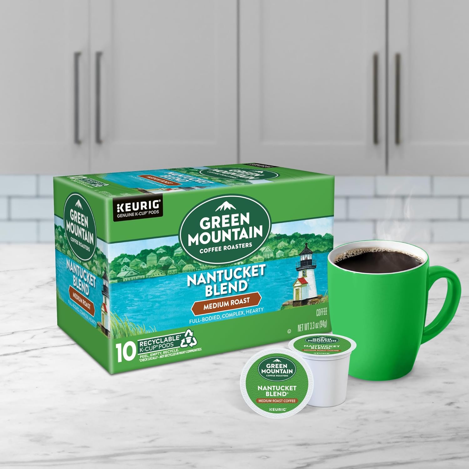 Green Mountain Coffee Roasters Half Caff Keurig Single-Serve K-Cup pods, Medium Roast Coffee, 72 Count (6 Packs of 12)