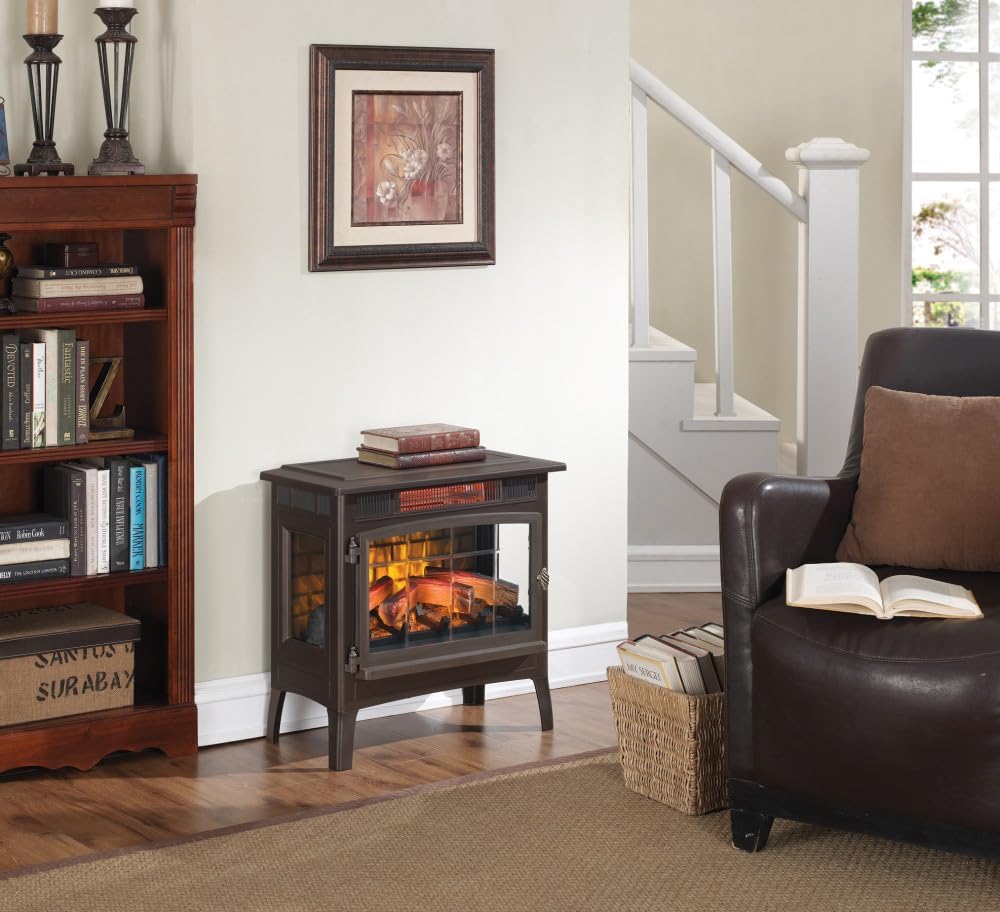 duraflame Freestanding Electric Fireplace Stove Heater with 3D Flame Effect for 1,000 Sq. Ft. Room, Black
