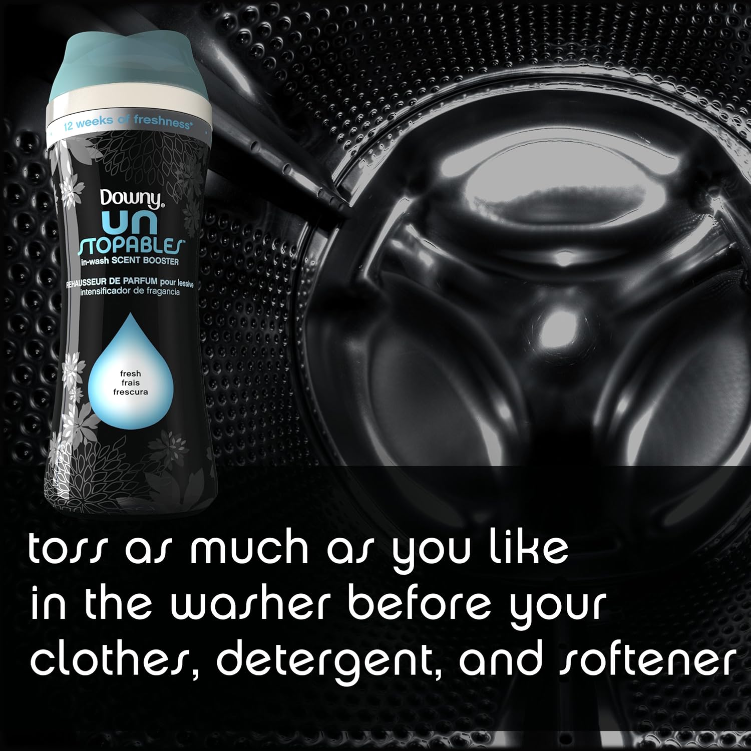 Downy Unstopables In Wash Scent Booster Beads, Fresh Scent, 24 oz, Downy Scent Booster Beads, Unstoppable Laundry Beads, Odor Protection