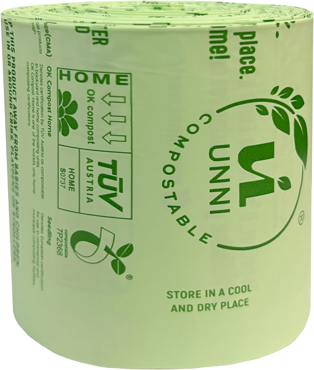 UNNI Compostable Liner Bags, 2.6 Gallon, 9.84 Liter, 100 Count, Extra Thick 0.71 Mil, Small Kitchen Food Scrap Waste Bags, ASTM D6400, US BPI, CMA & Europe OK Compost Home Certified, San Francisco