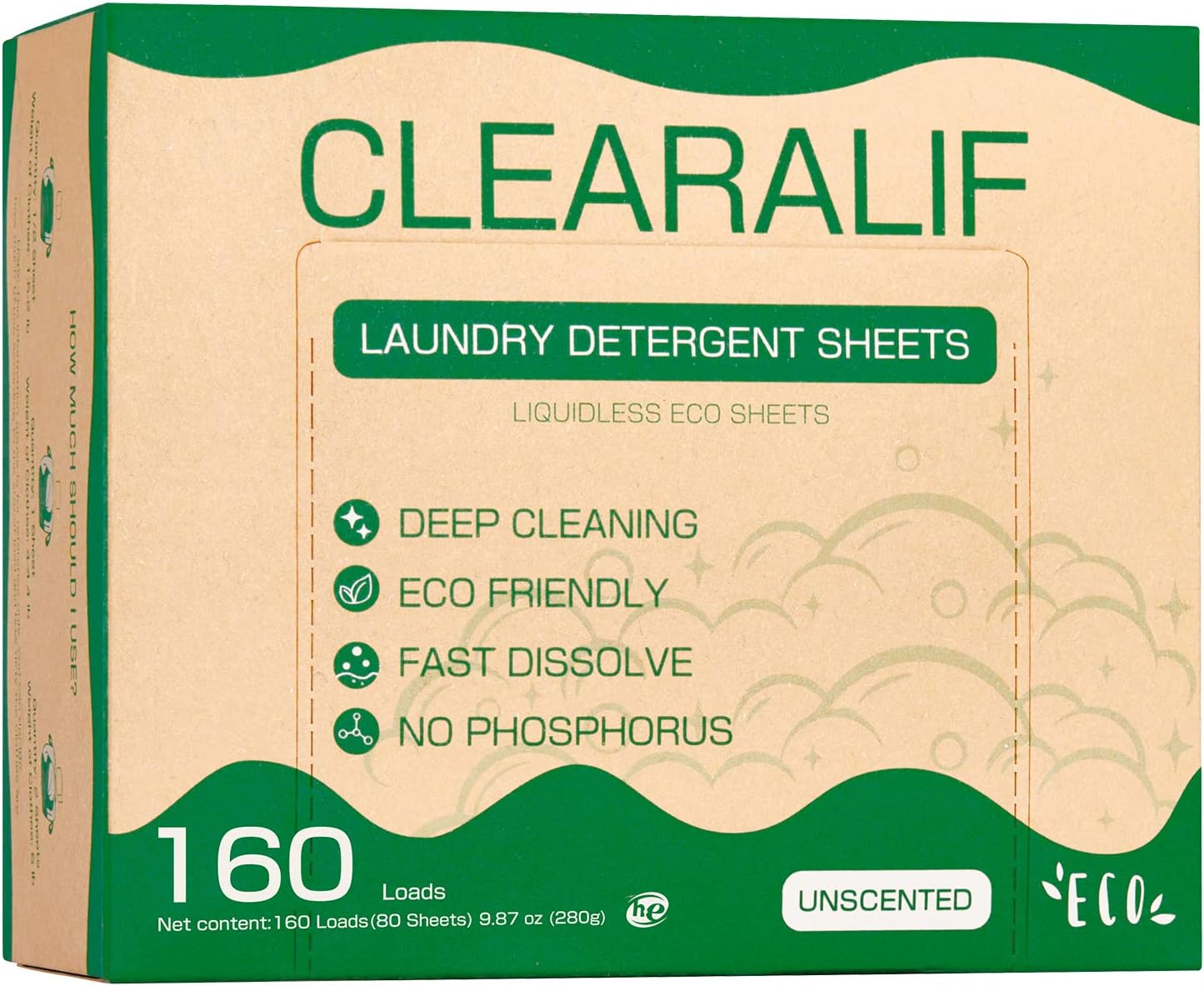 CLEARALIF Laundry Detergent Sheets Up to 160 Loads, Fresh Linen - Great For Travel,Apartments, Dorms,Laundry Detergent Strips Eco Friendly & Hypoallergenic