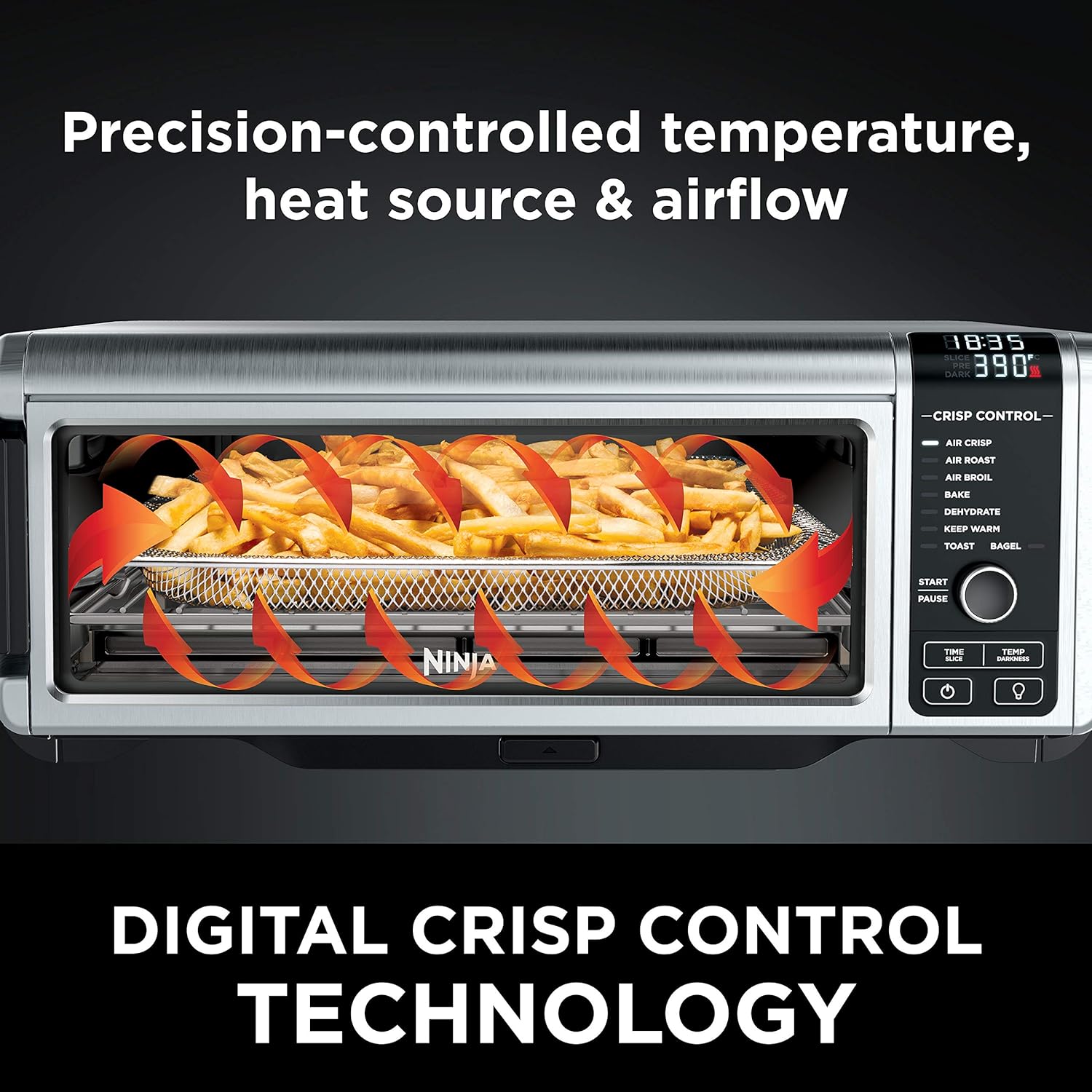 Ninja Flip Toaster Oven&Air Fryer, 8-in-1 Functionality, Flip Up&Away Capability for Storage Space, LargeCapacity, Air Fry Basket, SheetPan, Wire Rack&Removable Crumb Tray, Stainless,1800 watts, SP151