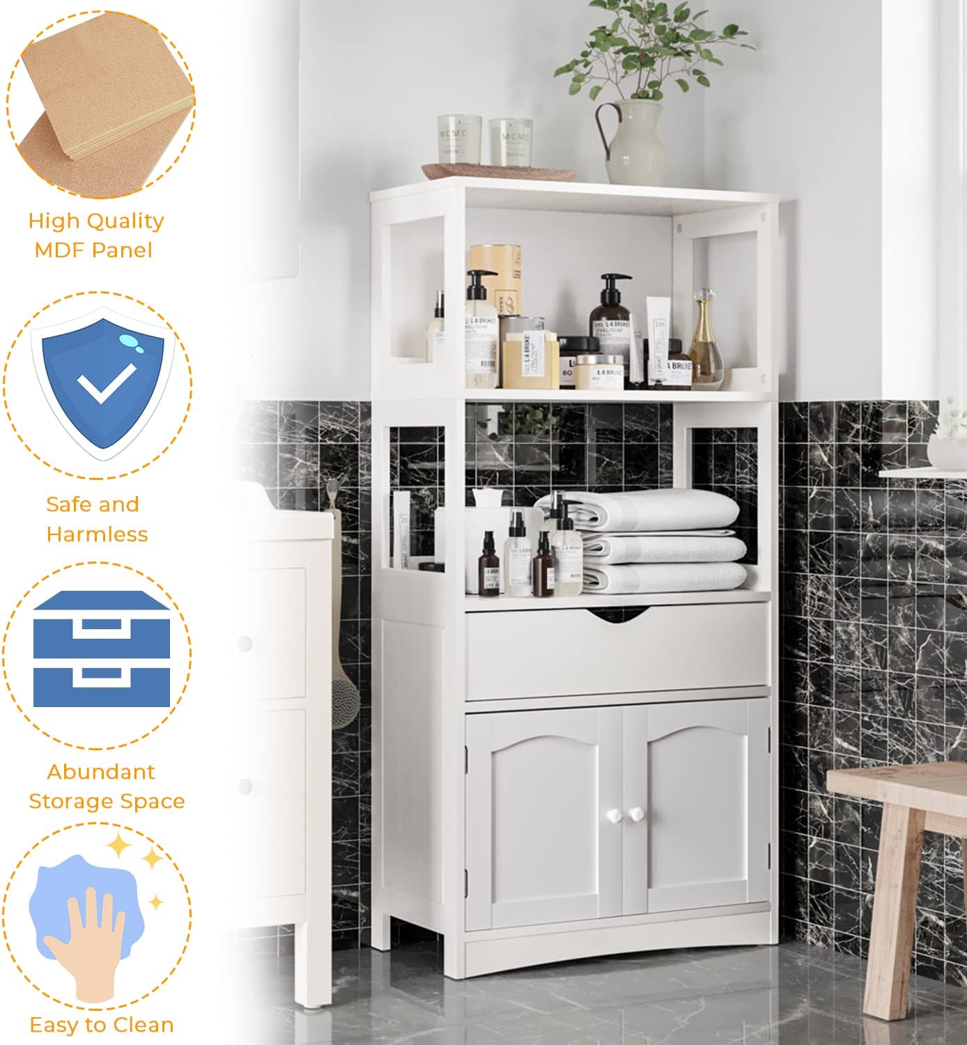 Sideboard Storage Cabinet with 2 Open Shelves