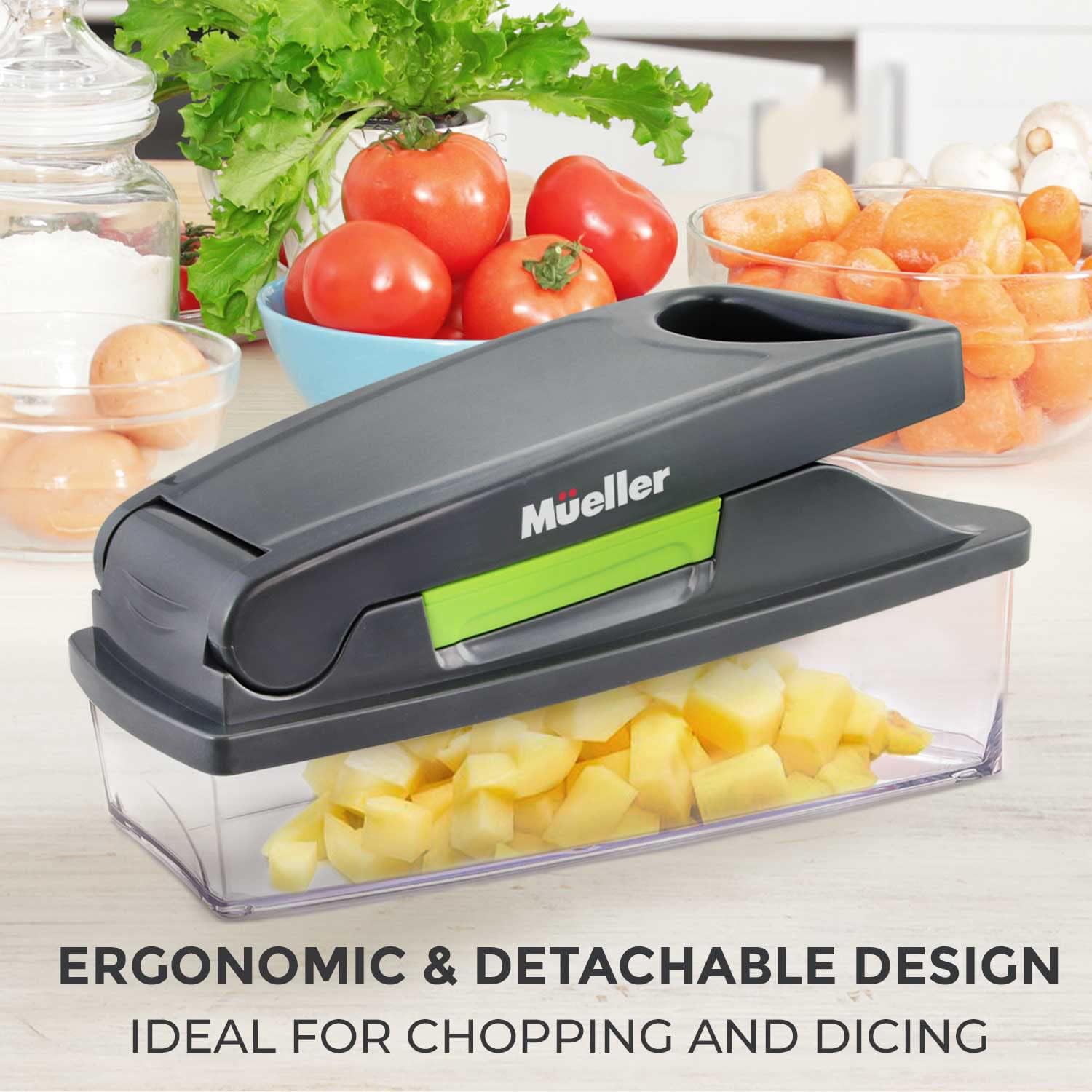 Mueller Pro-Series 10-in-1, 8 Blade Vegetable Chopper, Onion Mincer, Cutter, Dicer, Egg Slicer with Container, French Fry Cutter, Potato Slicer, Home Essentials & Kitchen Gadgets, Salad Chopper
