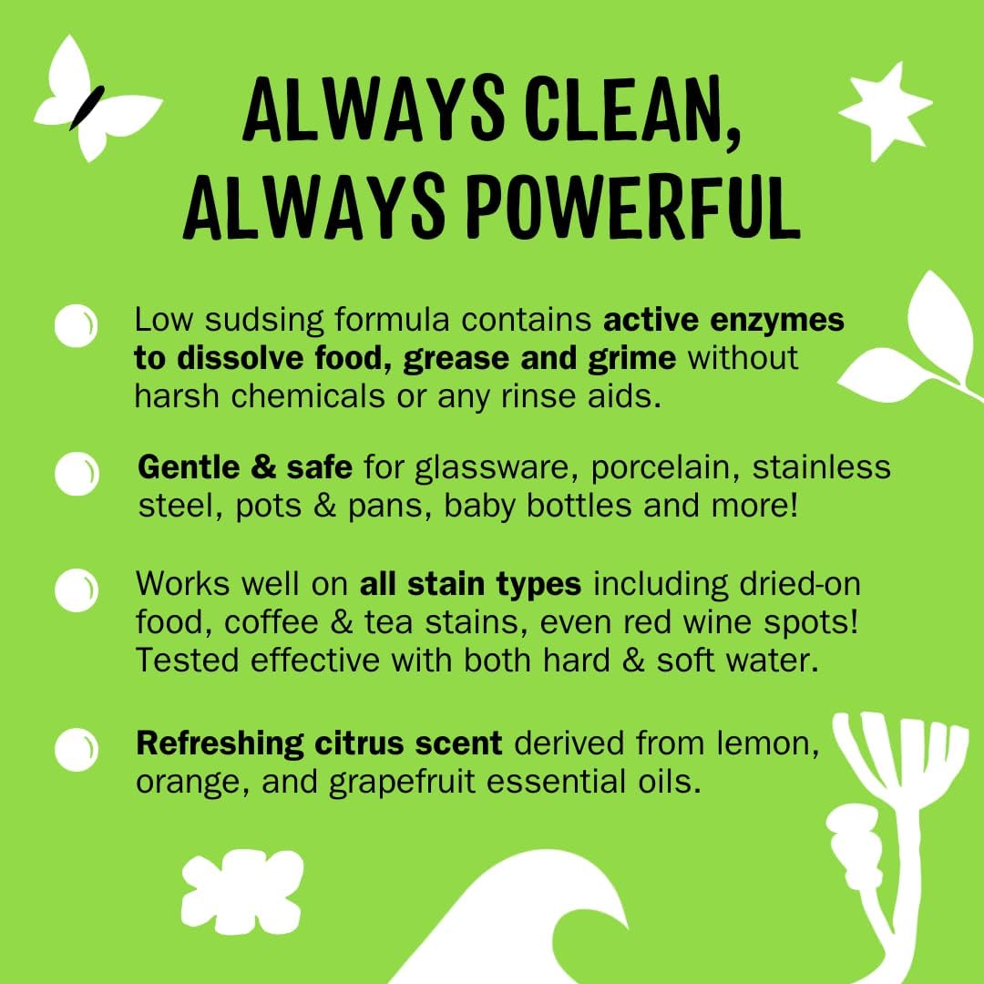 Molly's Suds Dishwasher Pods | Natural Dishwasher Detergent, Cuts Grease & Rinses Clean (Residue-Free) for Sparkling Dishes | 60 Auto-Release Tabs (Unscented)