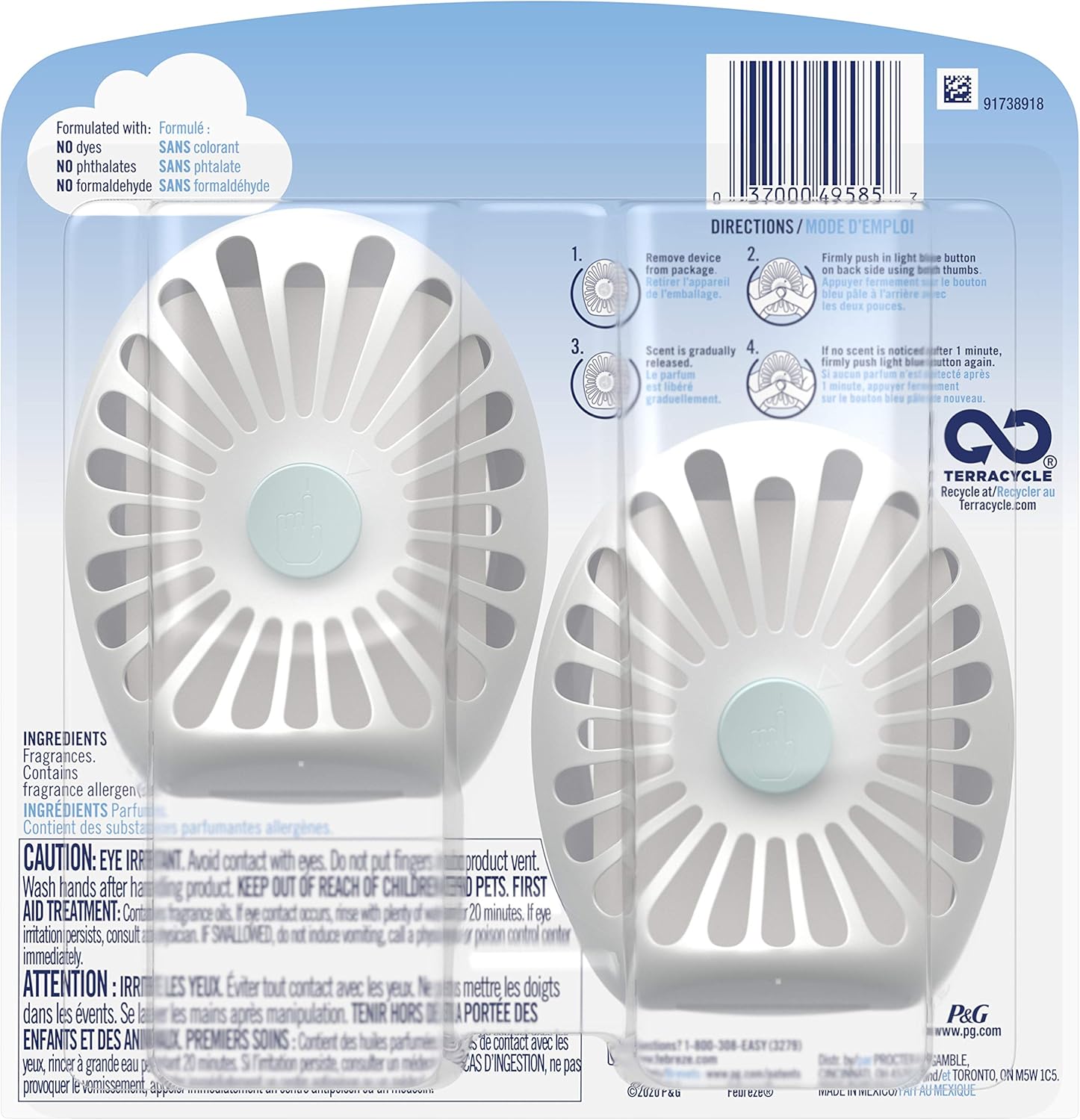 Febreze Small Spaces Air Freshener Linen & Sky, .25 fl. oz., Pack of 4