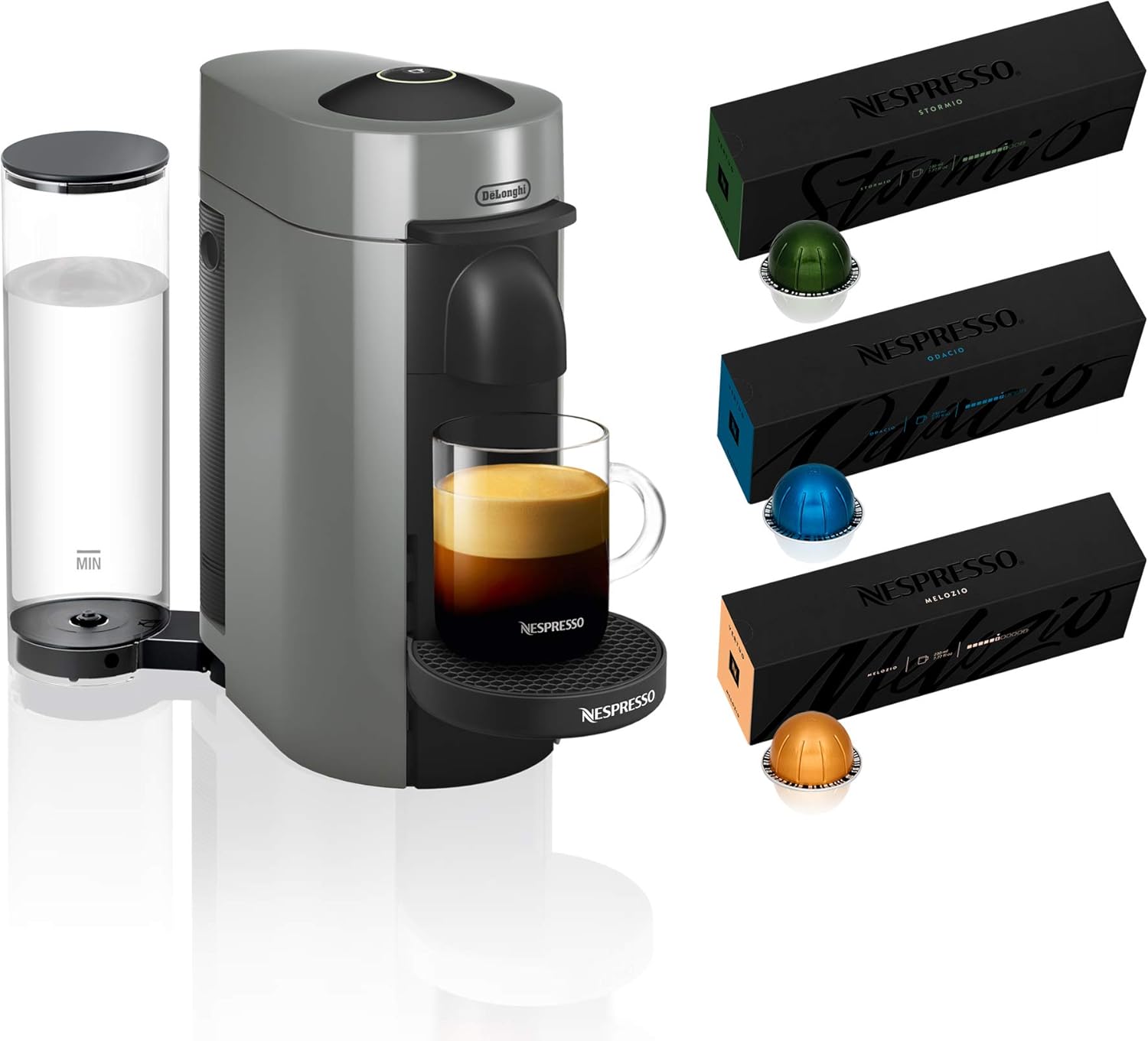 Nespresso Vertuo Plus Deluxe Coffee and Espresso Maker by De'Longhi, Matte Black