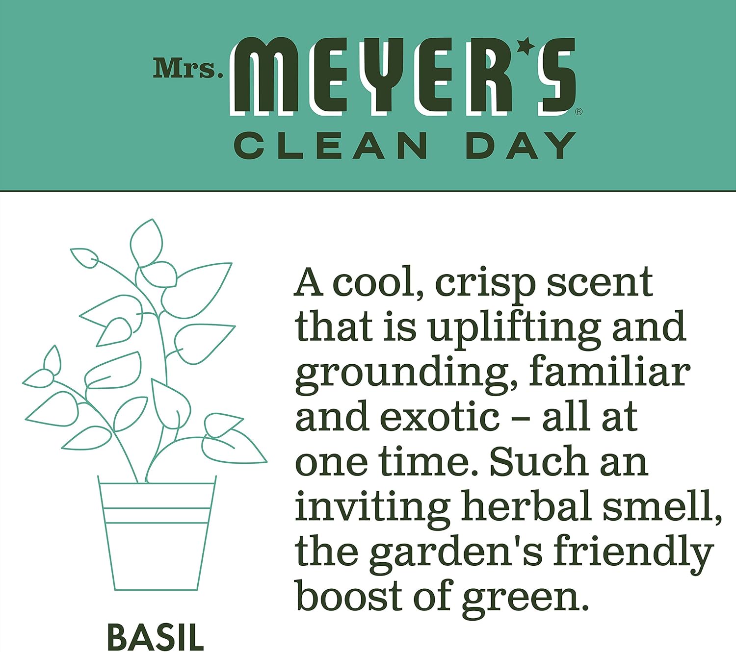 MRS. MEYER'S CLEAN DAY Liquid Dish Soap, Biodegradable Formula, Basil, 16 fl. oz - Pack of 3