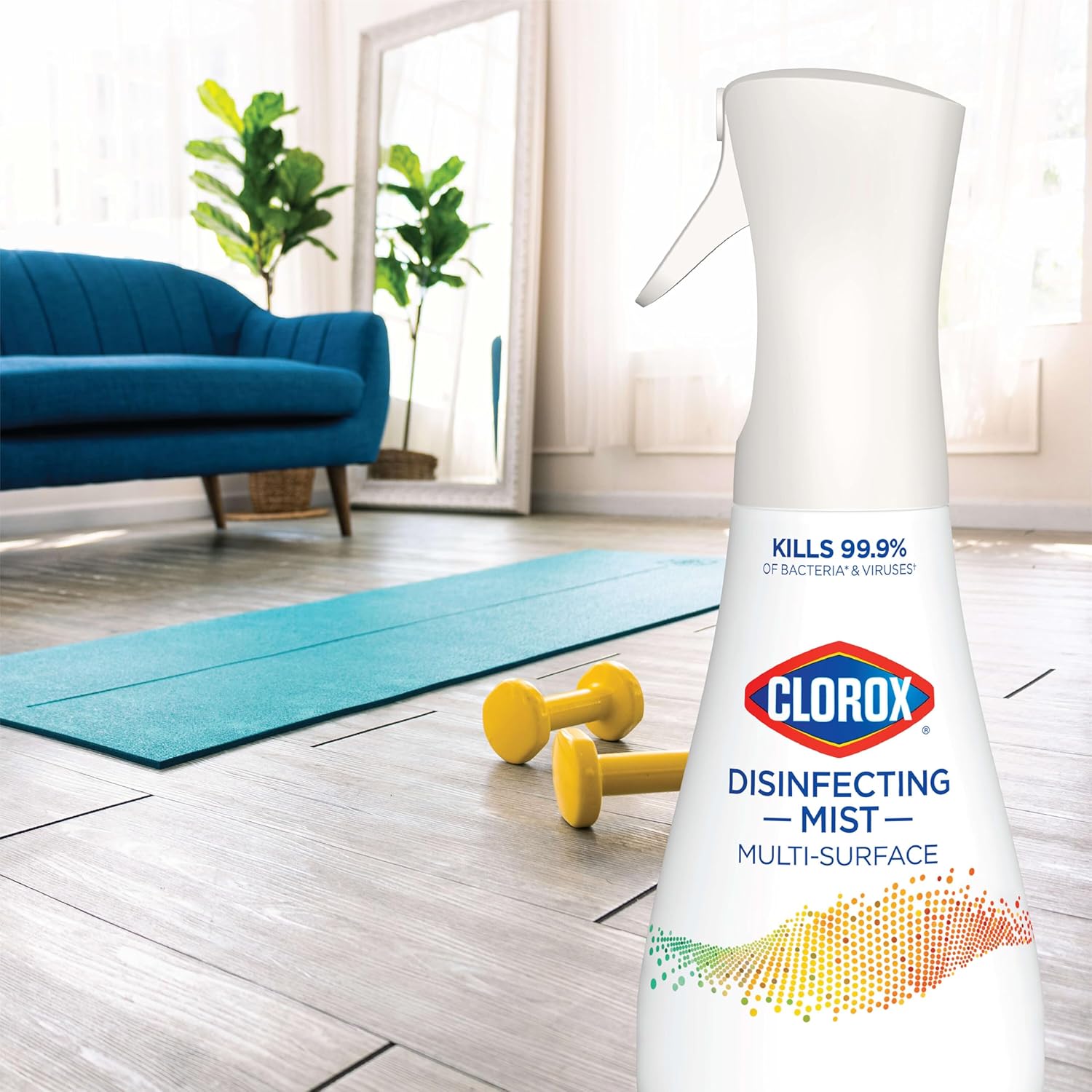Clorox Disinfecting Mist, Lemon and Orange Blossom, Household Essentials, 1 Spray Bottle and 1 Refill, 16 Fl Oz Each