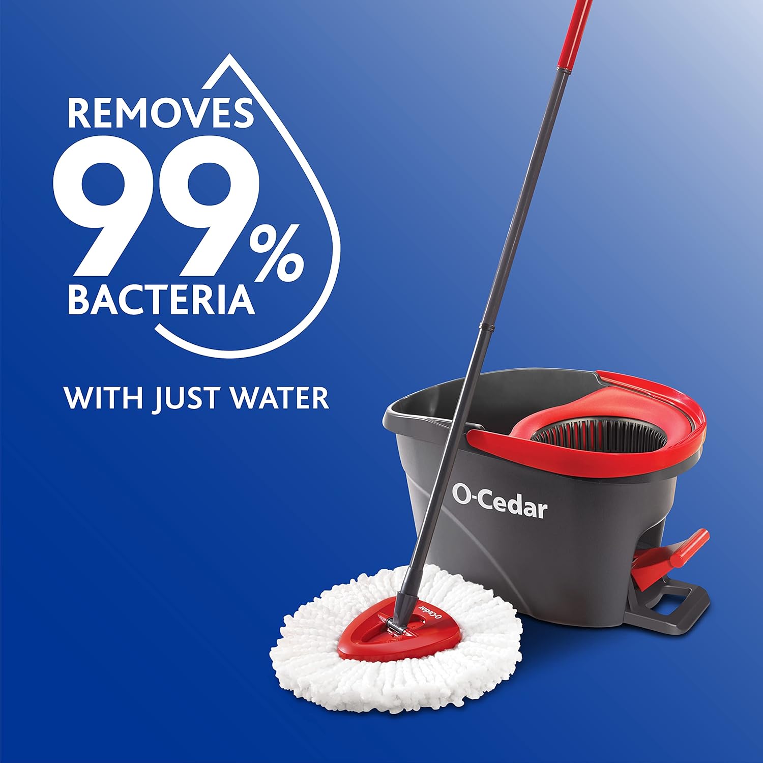 O-Cedar EasyWring Microfiber Spin Mop, Bucket Floor Cleaning System, Red, Gray, Standard
