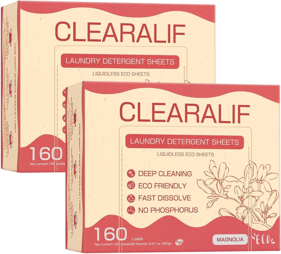 CLEARALIF Laundry Detergent Sheets Up to 160 Loads, Fresh Linen - Great For Travel,Apartments, Dorms,Laundry Detergent Strips Eco Friendly & Hypoallergenic