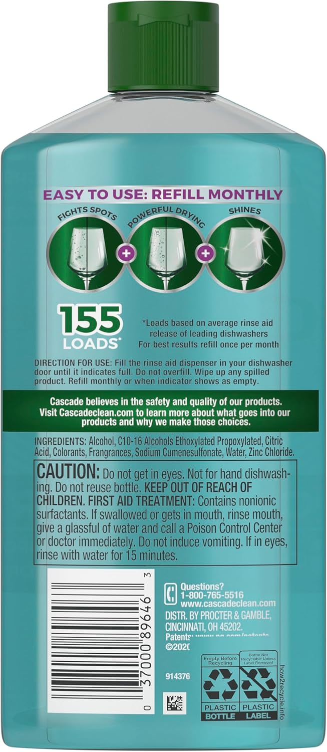Cascade Power Dry Dishwasher Rinse Aid, 16 fl oz