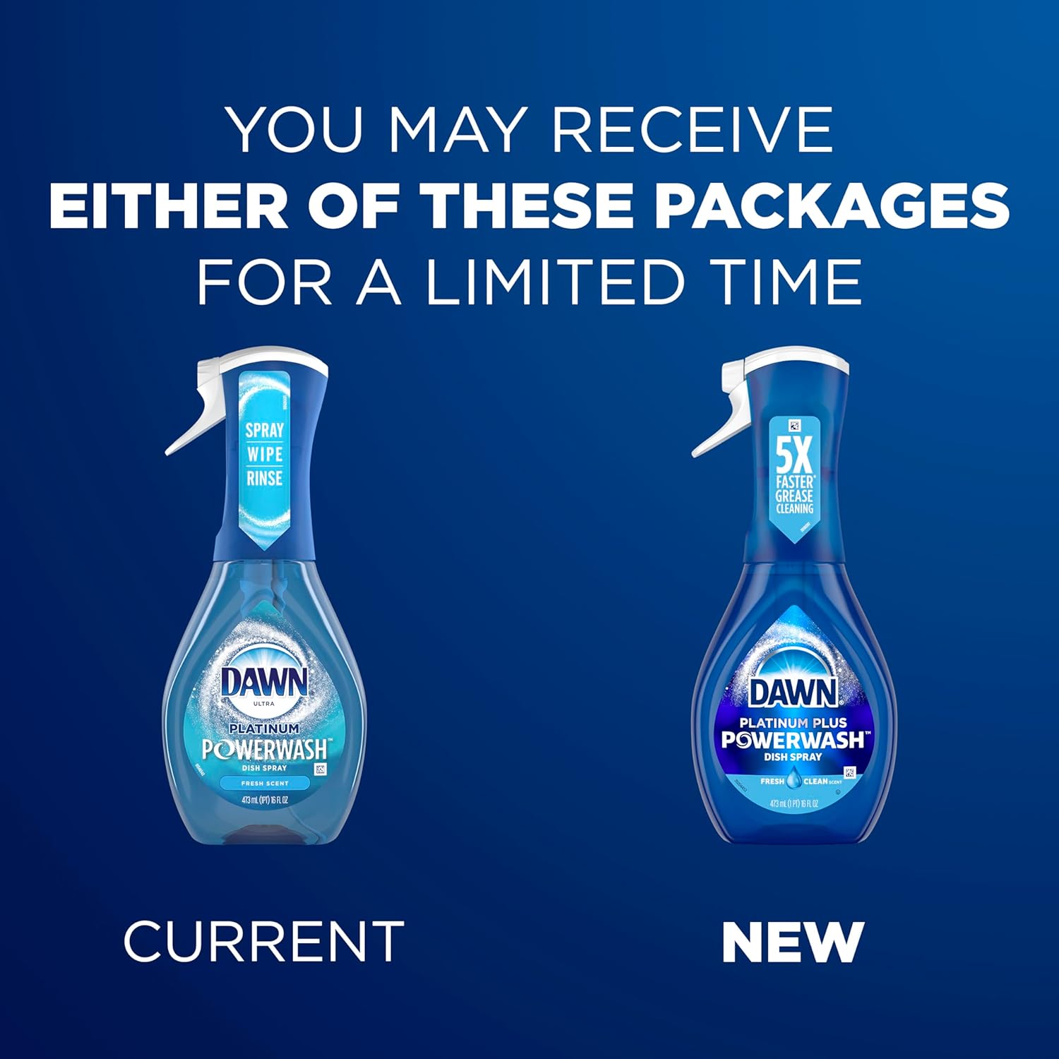 Dawn Platinum Powerwash Dish Spray, Dish Soap, Fresh Scent Bundle, 1 Spray (16oz) + 3 Refills (16oz each)