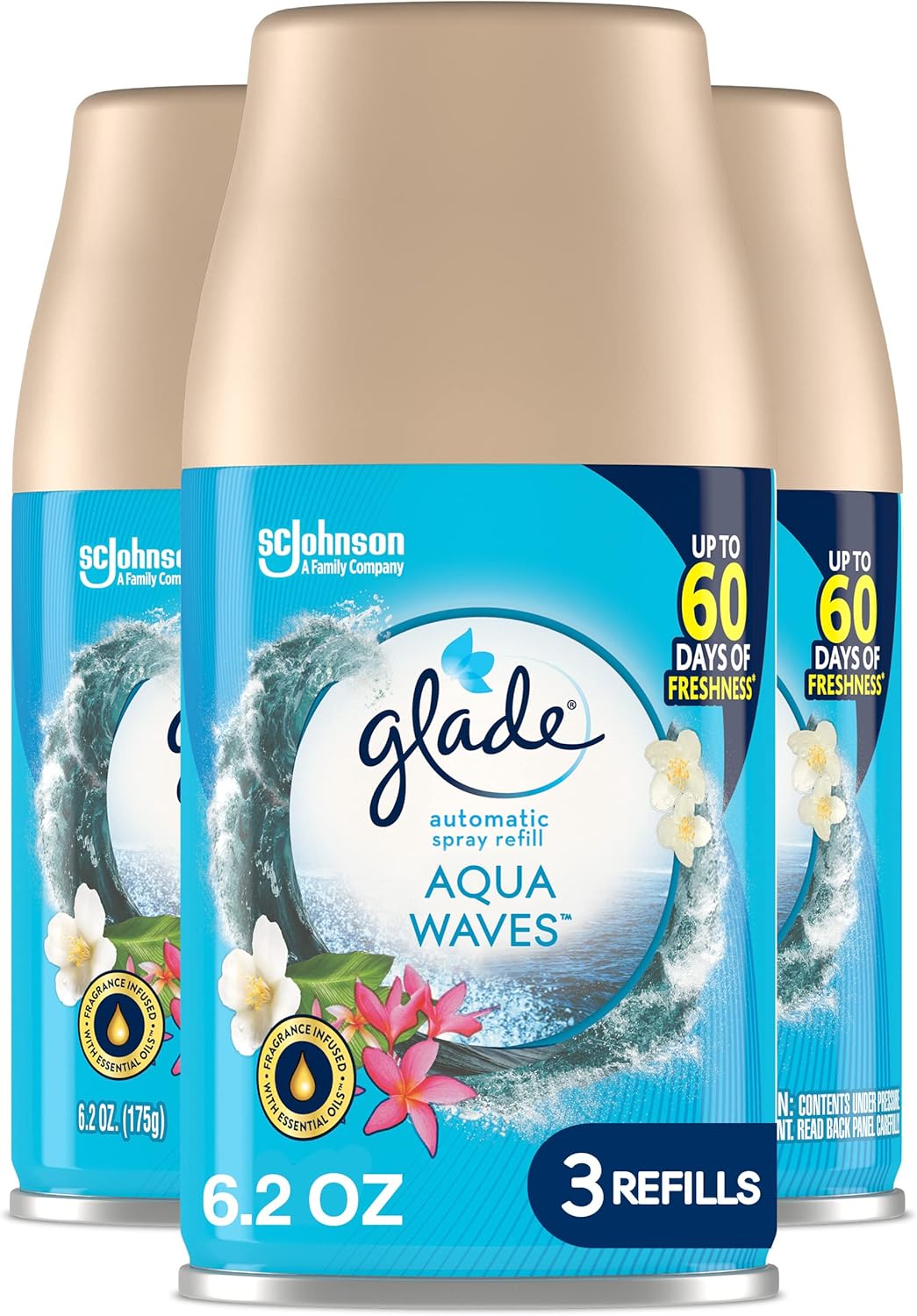 Glade Automatic Spray Air Freshener Refill, Scented Air Freshener for Home and Bathroom, Clean Linen, 6.2 Oz, 3 Count