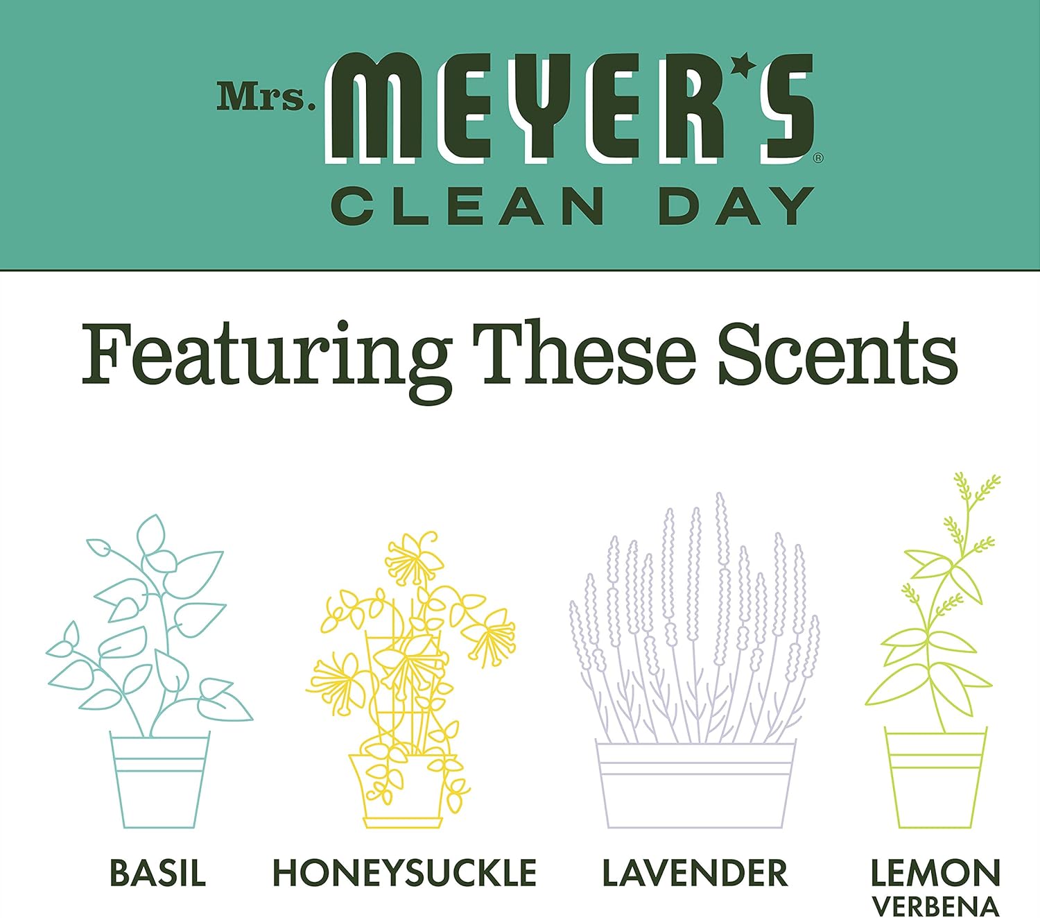 MRS. MEYER'S CLEAN DAY Liquid Dish Soap, Biodegradable Formula, Basil, 16 fl. oz - Pack of 3