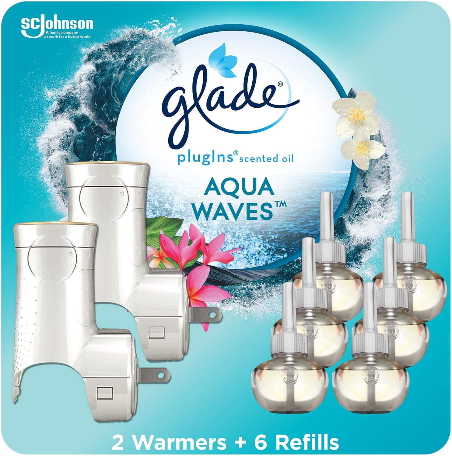 Glade PlugIns Air Freshener Starter Kit, Scented and Essential Oils for Home and Bathroom, Clean Linen, 4.02 Fl Oz, 2 Warmers and 6 Refills
