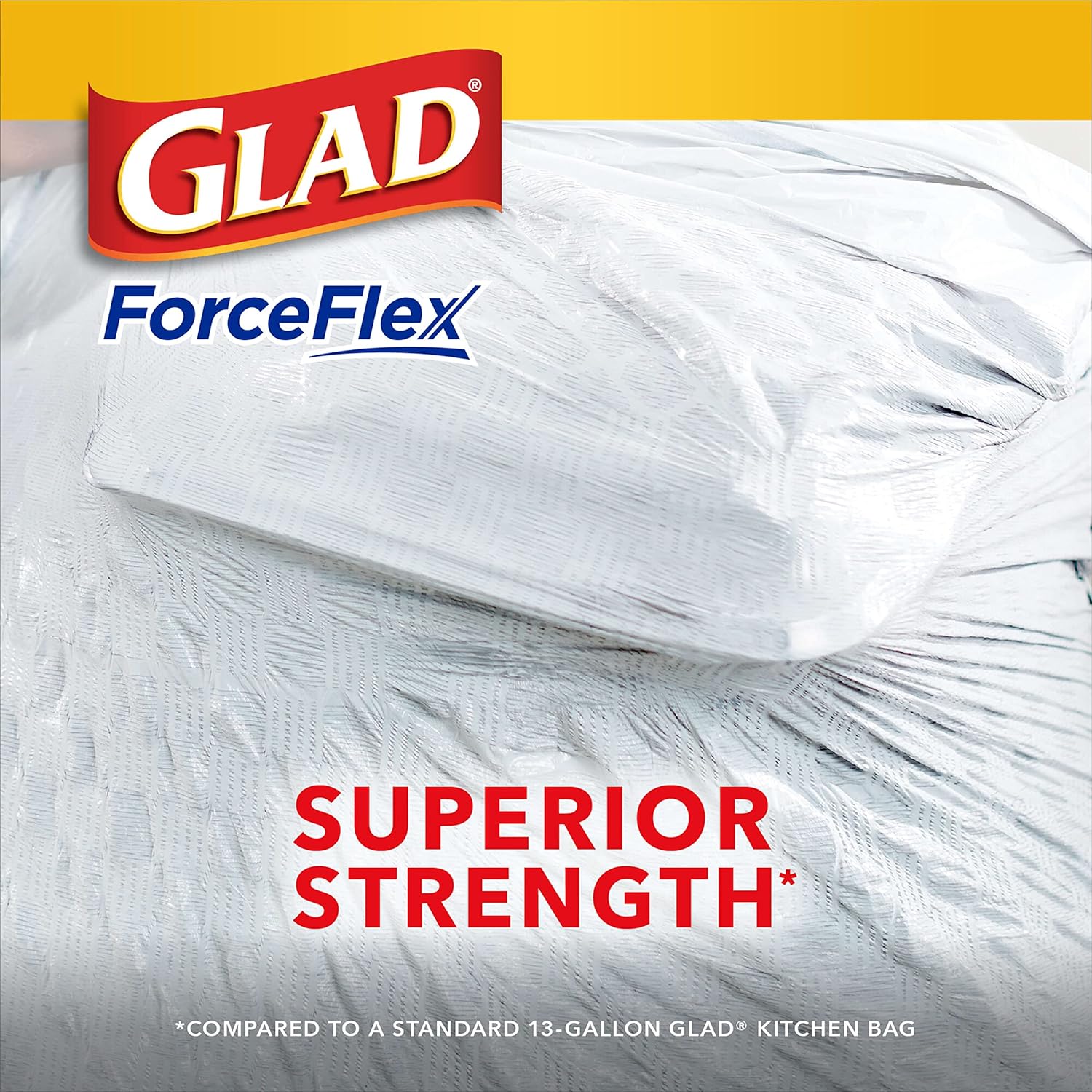 Glad Trash Bags, ForceFlex Tall Kitchen Drawstring Garbage Bags 13 Gallon White Trash Bag, Gain Moonlight Breeze scent with Febreze Freshness 100 Count (Package May Vary)