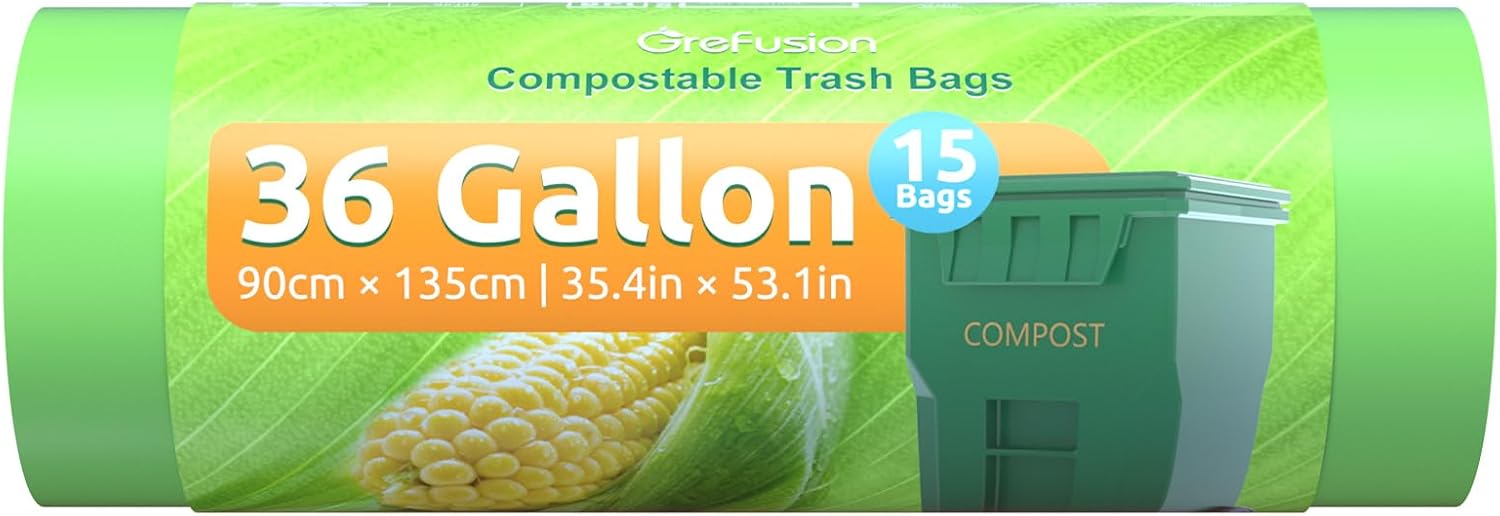 Compostable Bags for Kitchen Compost Bin, 1.2 Gallon, 125 Count, Certified by BPI and ASTM, Leakproof and Odor Control