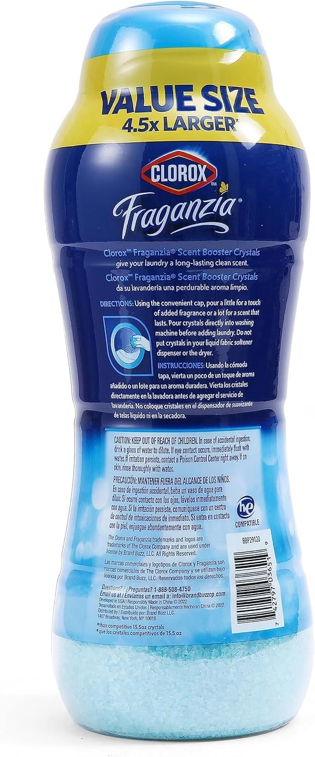 Clorox Fraganzia In-Wash Scent Booster Crystals in Ocean Scent, 18 Oz Twin Pack | Laundry Scent Booster Crystals | In-wash Scent Booster for Fresh Laundry in Ocean Scent 18 Ounce Twin Pack, 36oz