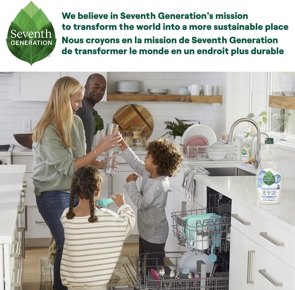Seventh Generation Dish Soap Liquid, Fragrance Free, 19 oz, Pack of 6