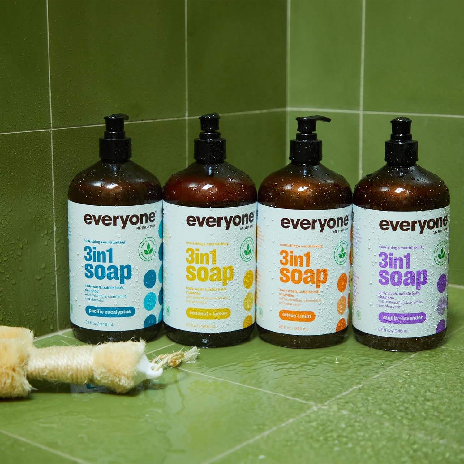 Everyone 3-in-1 Soap, Body Wash, Bubble Bath, Shampoo, 32 Ounce (Pack of 2), Lavender and Aloe, Coconut Cleanser with Organic Plant Extracts and Pure Essential Oils (Packaging May Vary)