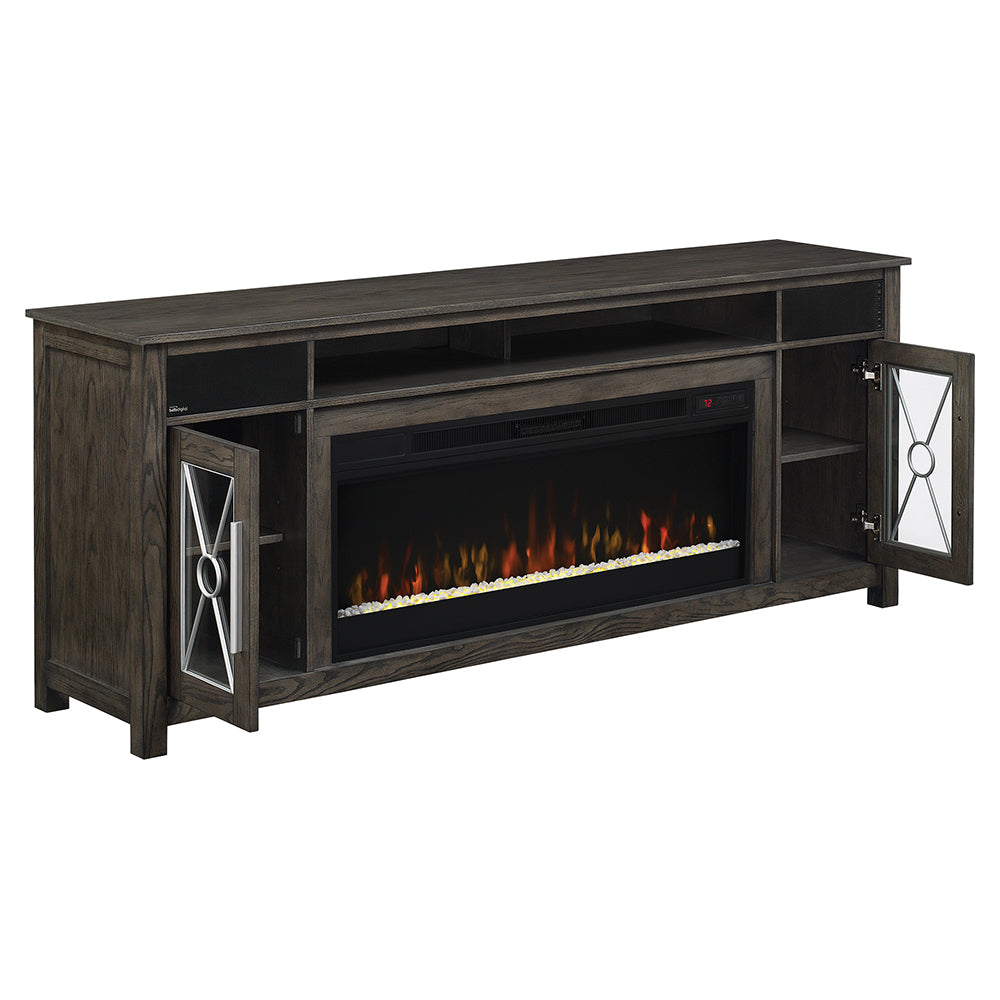Heathrow 76-in Electric Fireplace TV Stand with Speakers in Tifton Oak