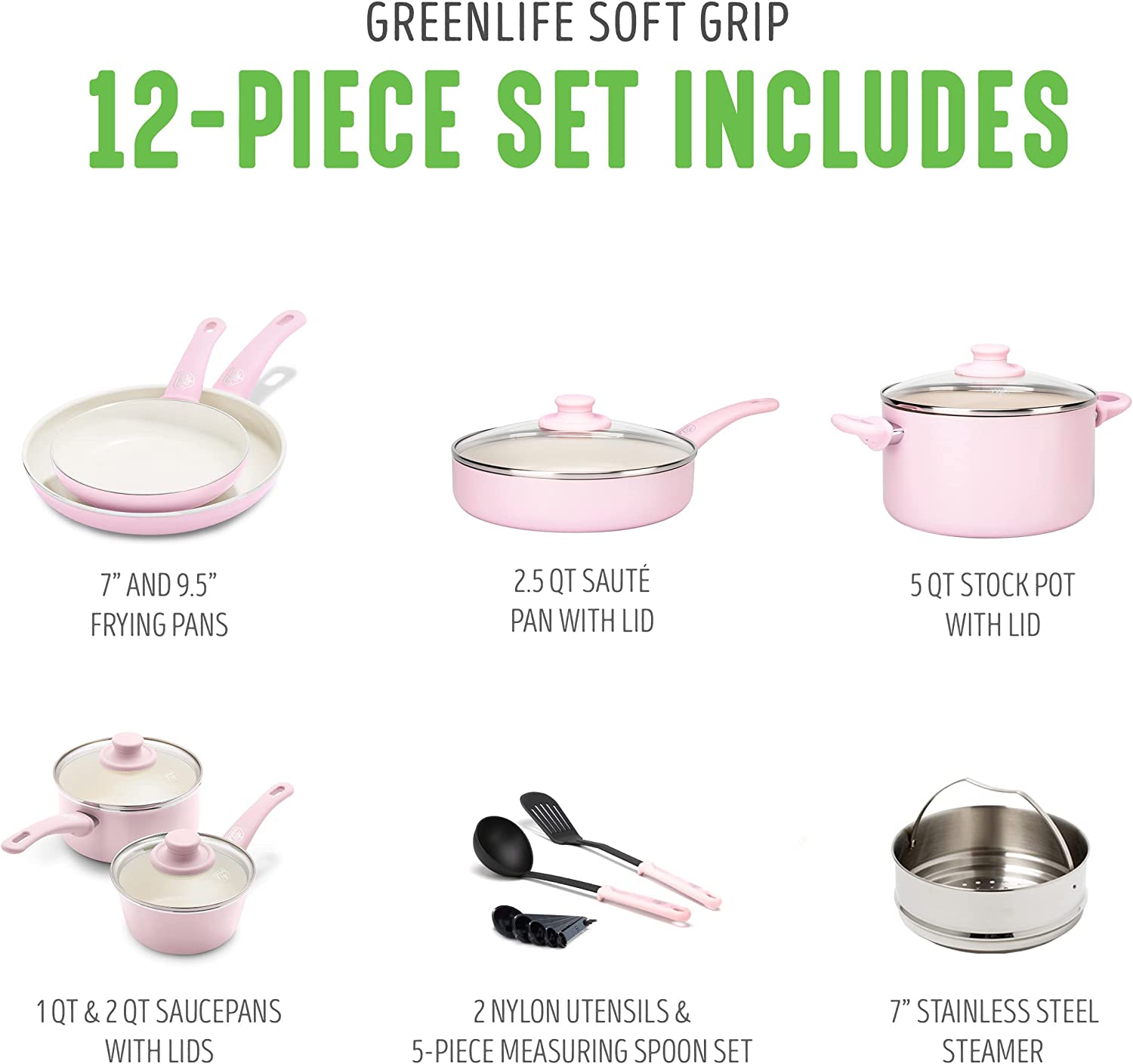 Ceramic non-stick 12-piece pan set