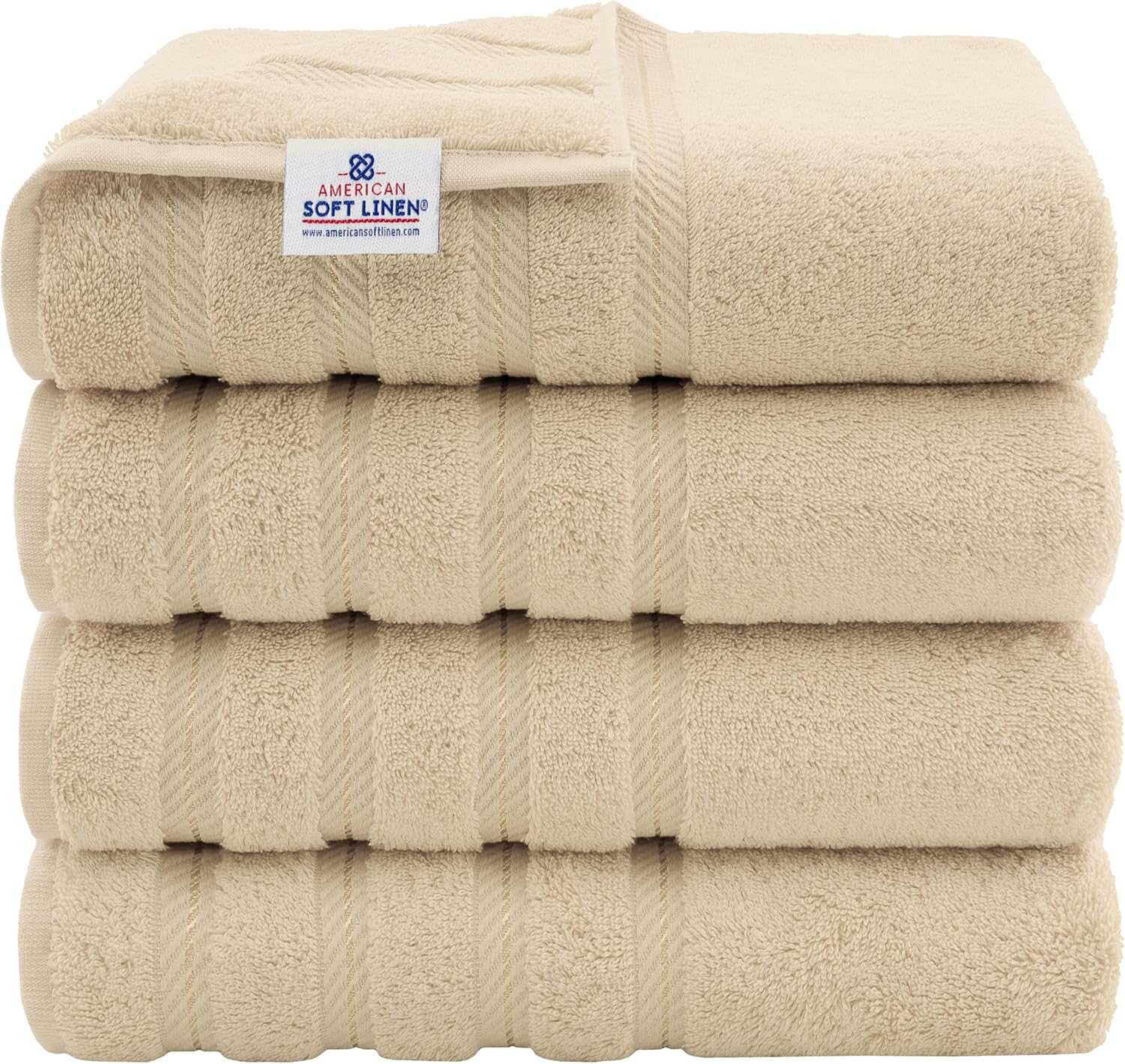 American Soft Linen Luxury 6 Piece Towel Set, 2 Bath Towels 2 Hand Towels 2 Washcloths, 100% Cotton Turkish Towels for Bathroom, Light Grey Towel Sets