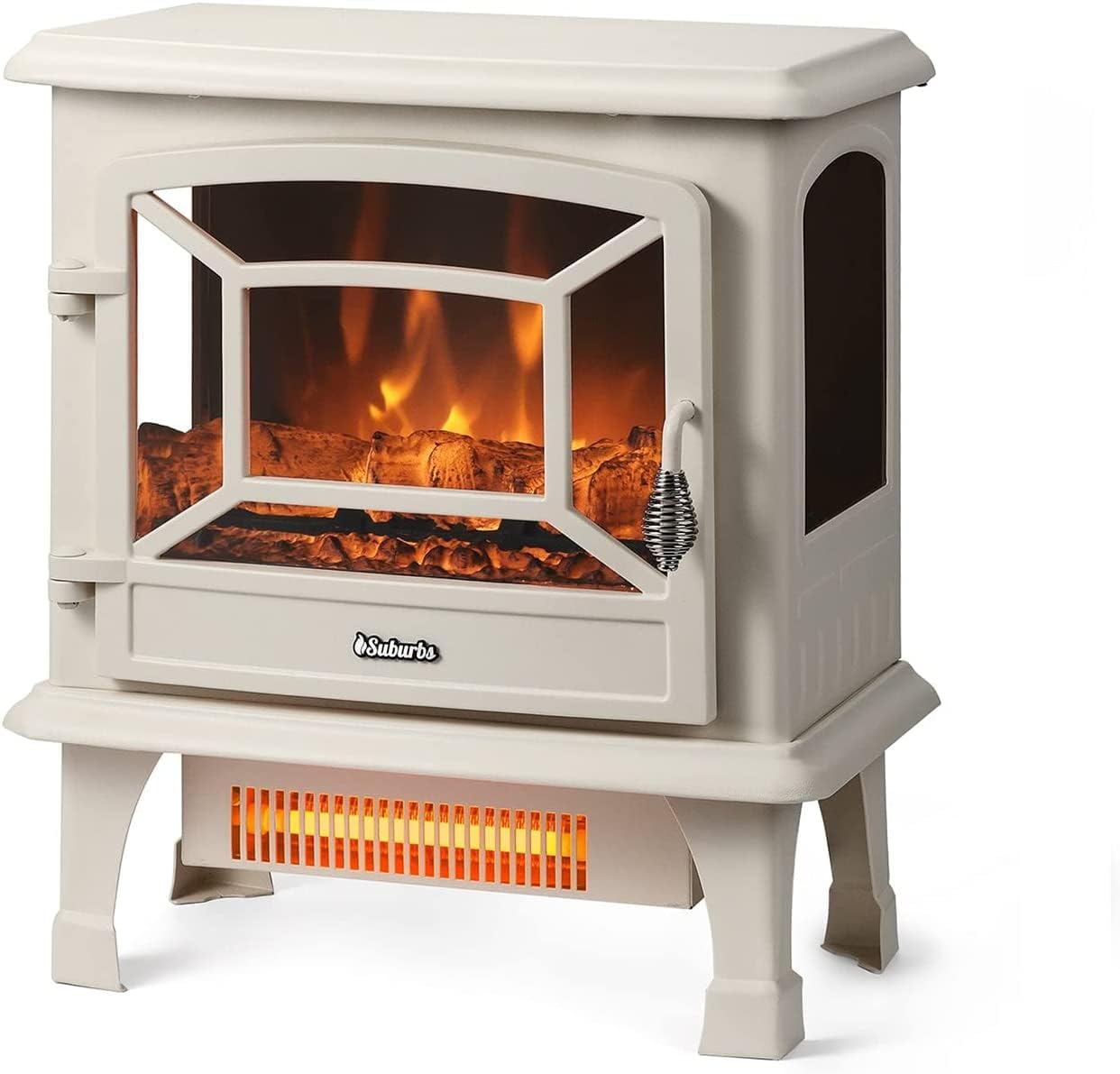 TURBRO Suburbs TS17 Compact Electric Fireplace Stove, 18” Freestanding Stove Heater with Realistic Flame - CSA Certified - Overheating Safety Protection - for Small Spaces - 1400W