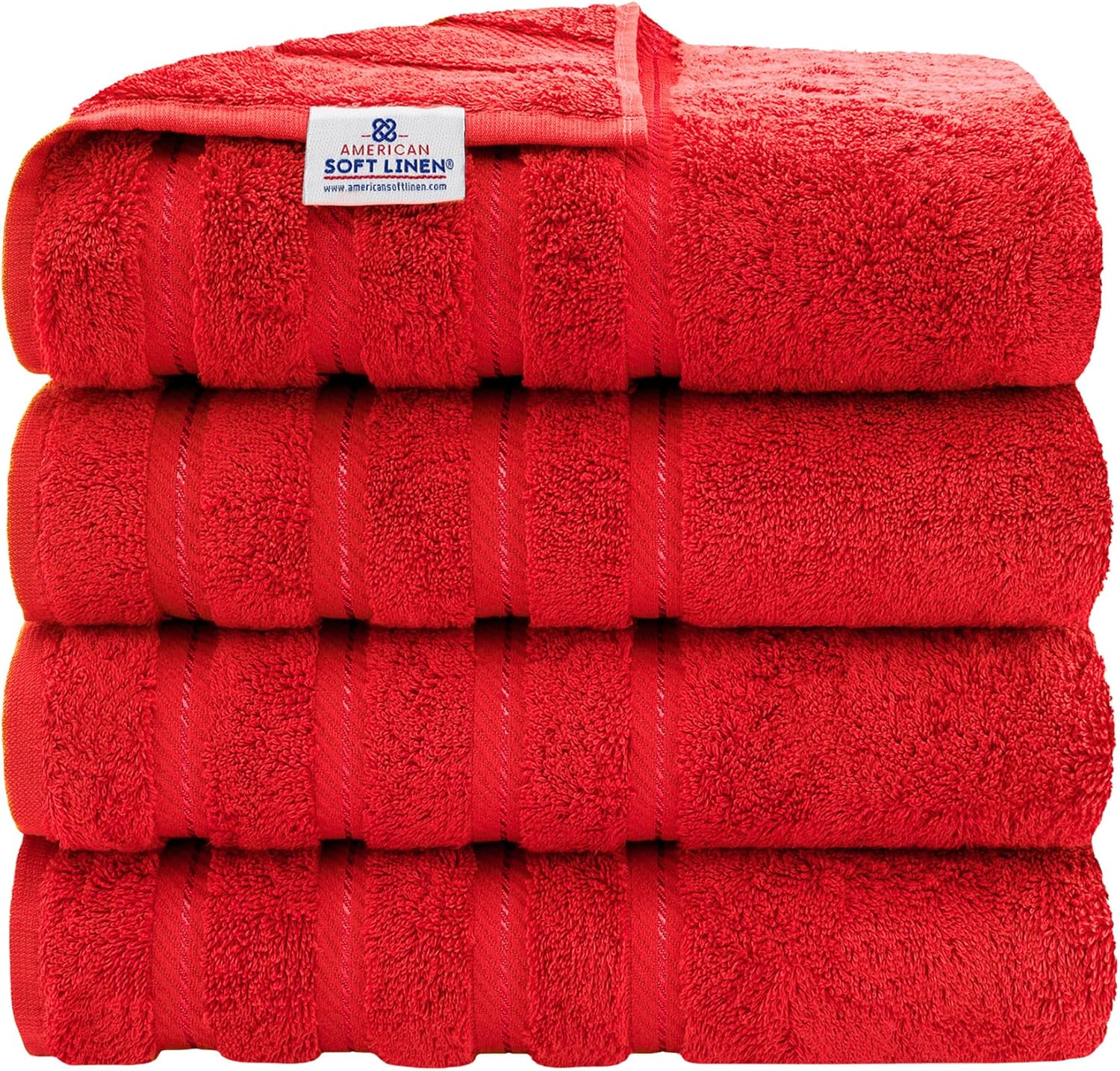 American Soft Linen Luxury 6 Piece Towel Set, 2 Bath Towels 2 Hand Towels 2 Washcloths, 100% Cotton Turkish Towels for Bathroom, Light Grey Towel Sets