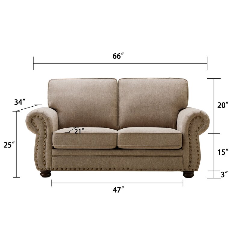 Norberto 66'' Rolled Arm Loveseat