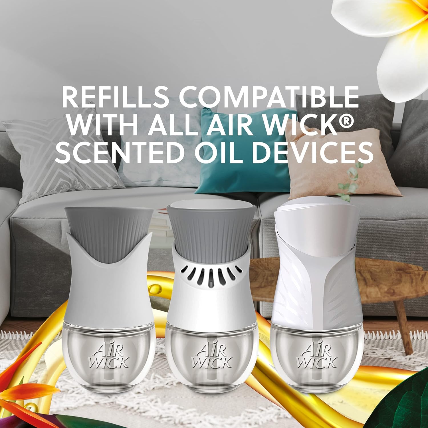 Air Wick Plug in Scented Oil Starter Kit, 2 Warmers + 6 Refills, Lavender & Chamomile, Eco Friendly, Essential Oils, Air Freshener