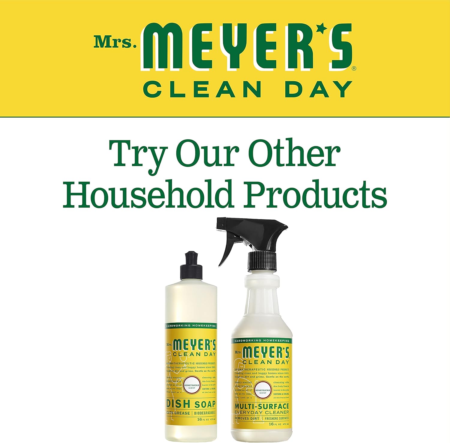 MRS. MEYER'S CLEAN DAY Liquid Dish Soap, Biodegradable Formula, Basil, 16 fl. oz - Pack of 3