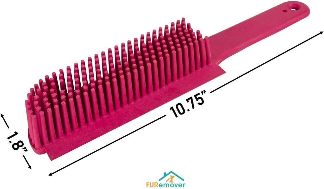 FURemover Original Indoor Pet Hair Rubber Broom with Carpet Rake and Squeegee, Black and Yellow