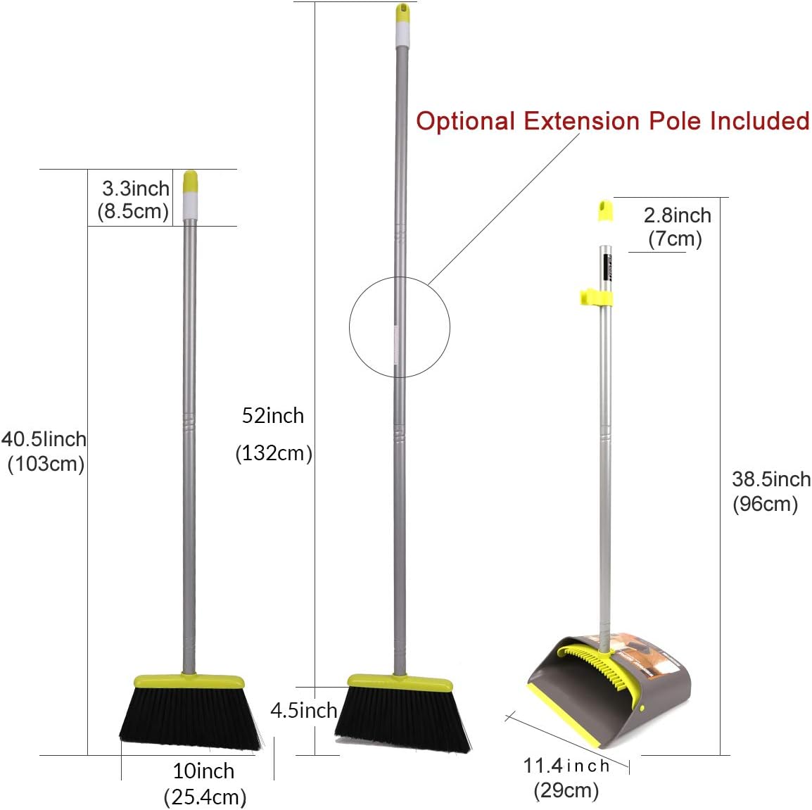 TreeLen Broom and Dustpan Set with 52